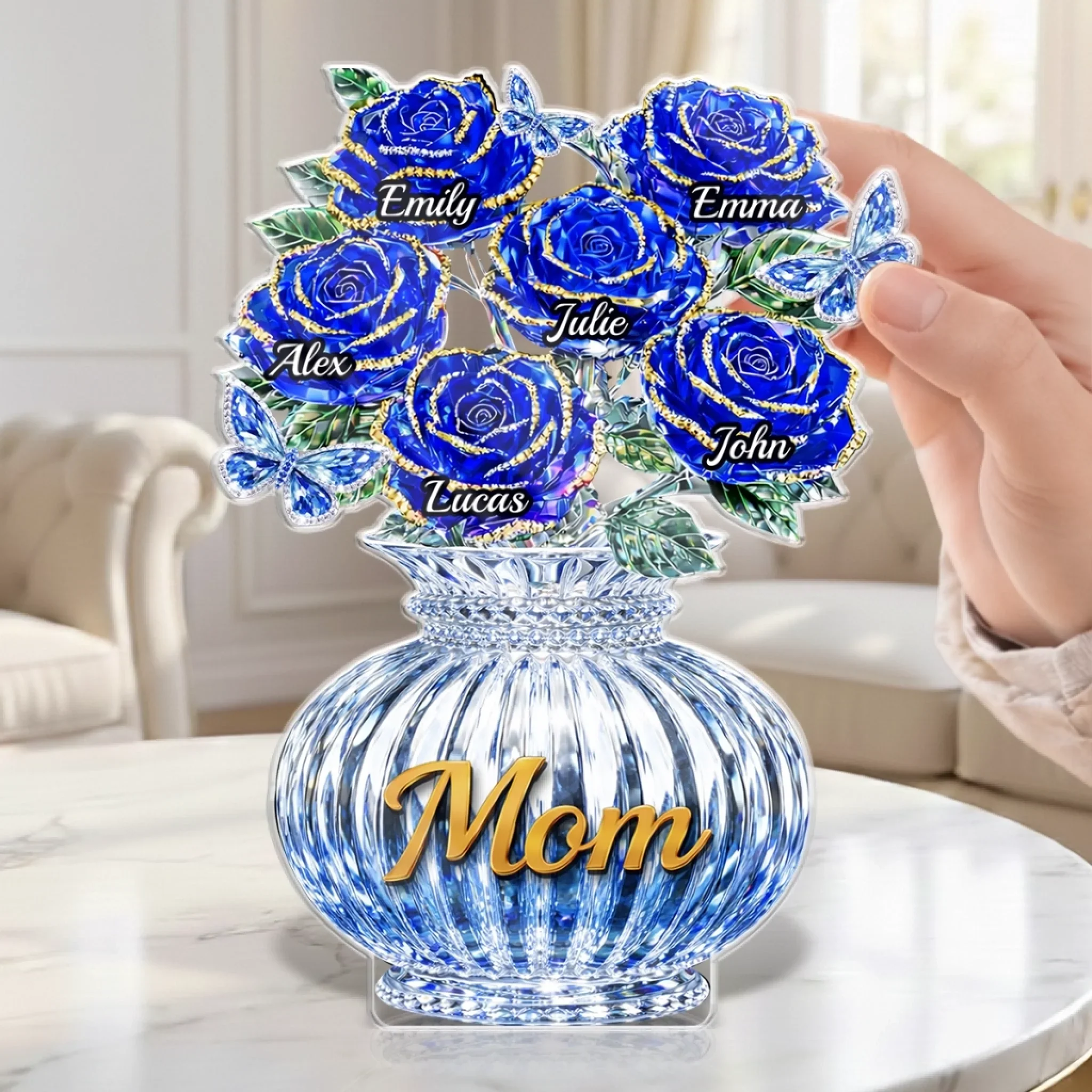 Custom Acrylic Plaque - Personalized Mother's Day Birthday Gifts For Mom, Grandma - Love Shines In Blue - Image 4