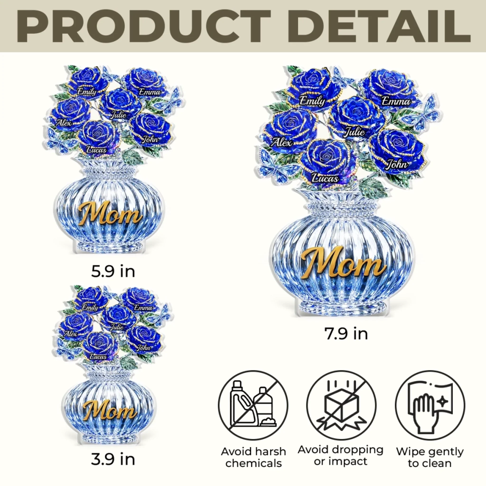 Custom Acrylic Plaque - Personalized Mother's Day Birthday Gifts For Mom, Grandma - Love Shines In Blue - Image 6