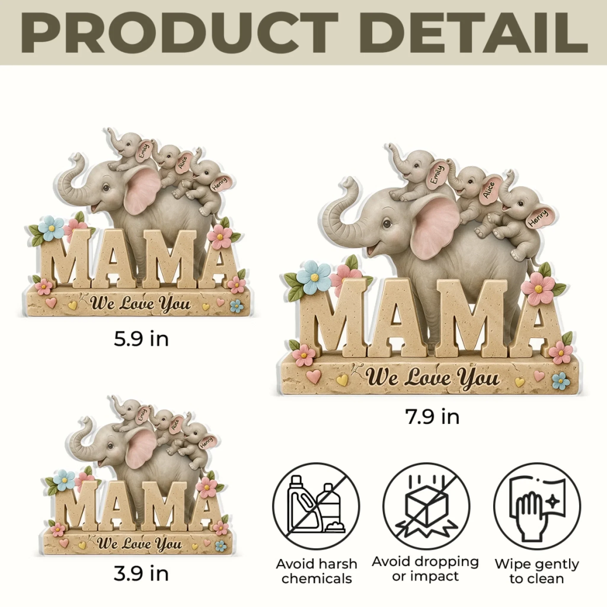 Custom Acrylic Plaque - Personalized Mother's Day Gifts For Mom, Grandma - Love You A Ton, Mama - Image 5