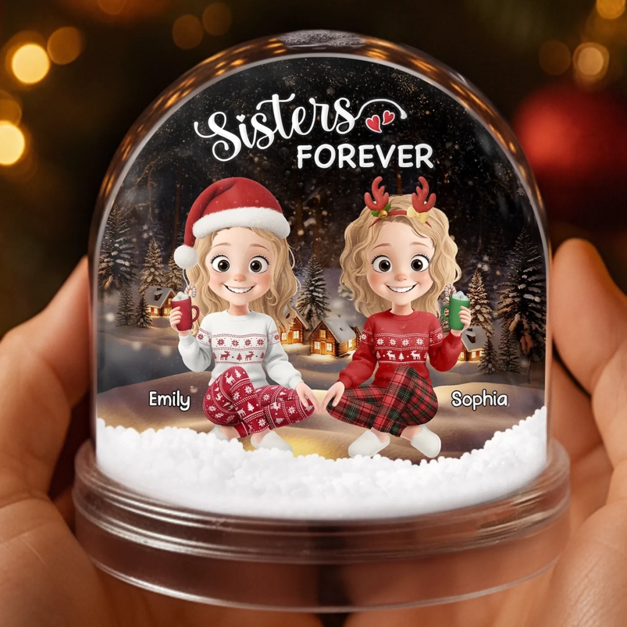 Custom Acrylic Snow Globe - Personalized Best Friend Christmas Birthday Gifts For Women, Besties, Sisters, BFF - Friendship Wrapped In Holiday Cheer - Image 3