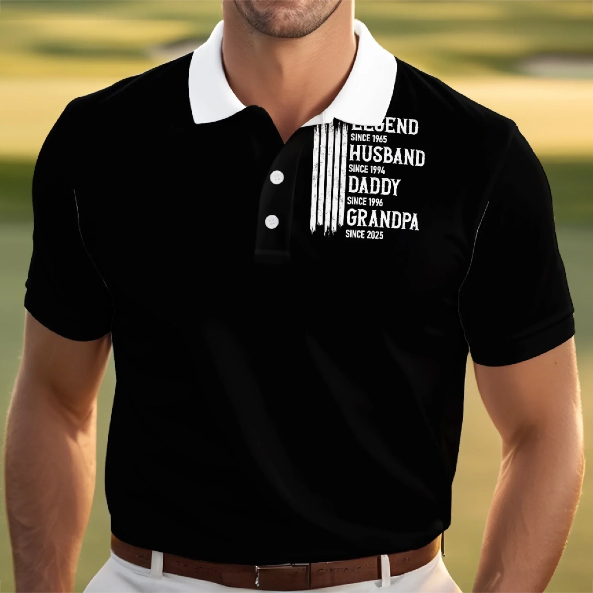 Custom All Over Print Polo Shirt - Personalized Birthday Gifts For Dad, Grandpa - Built With Strength & Love - Image 3
