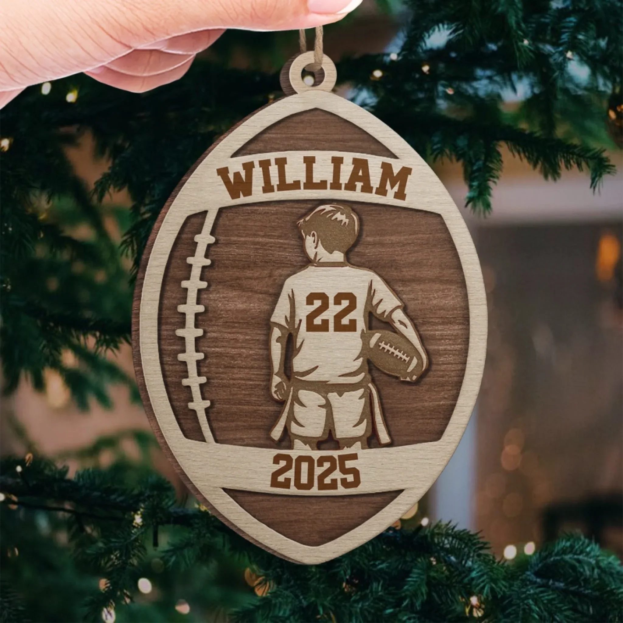 Custom American Football Wood Ornament -Personalized Gift For Birthday, Football Football Lovers, NFL Fans, Sport Lovers, Senior Graduation Gift, Christmas Gifts, Christmas Decoration - Born To Play - Image 4