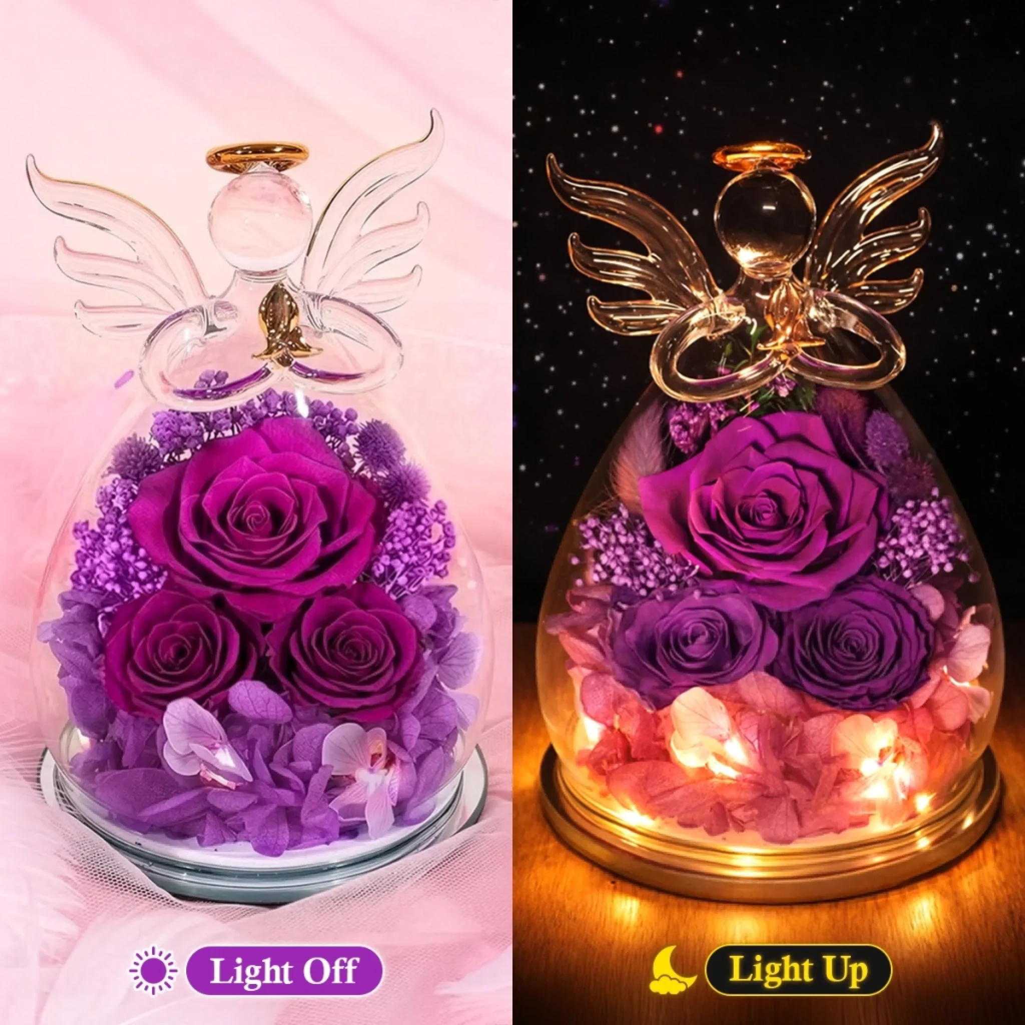 Custom Angel Dome With Preserved Flowers - Personalized Mother's Day Birthday Gifts For Mom, Grandma - Mom Love Always Shines - Image 6