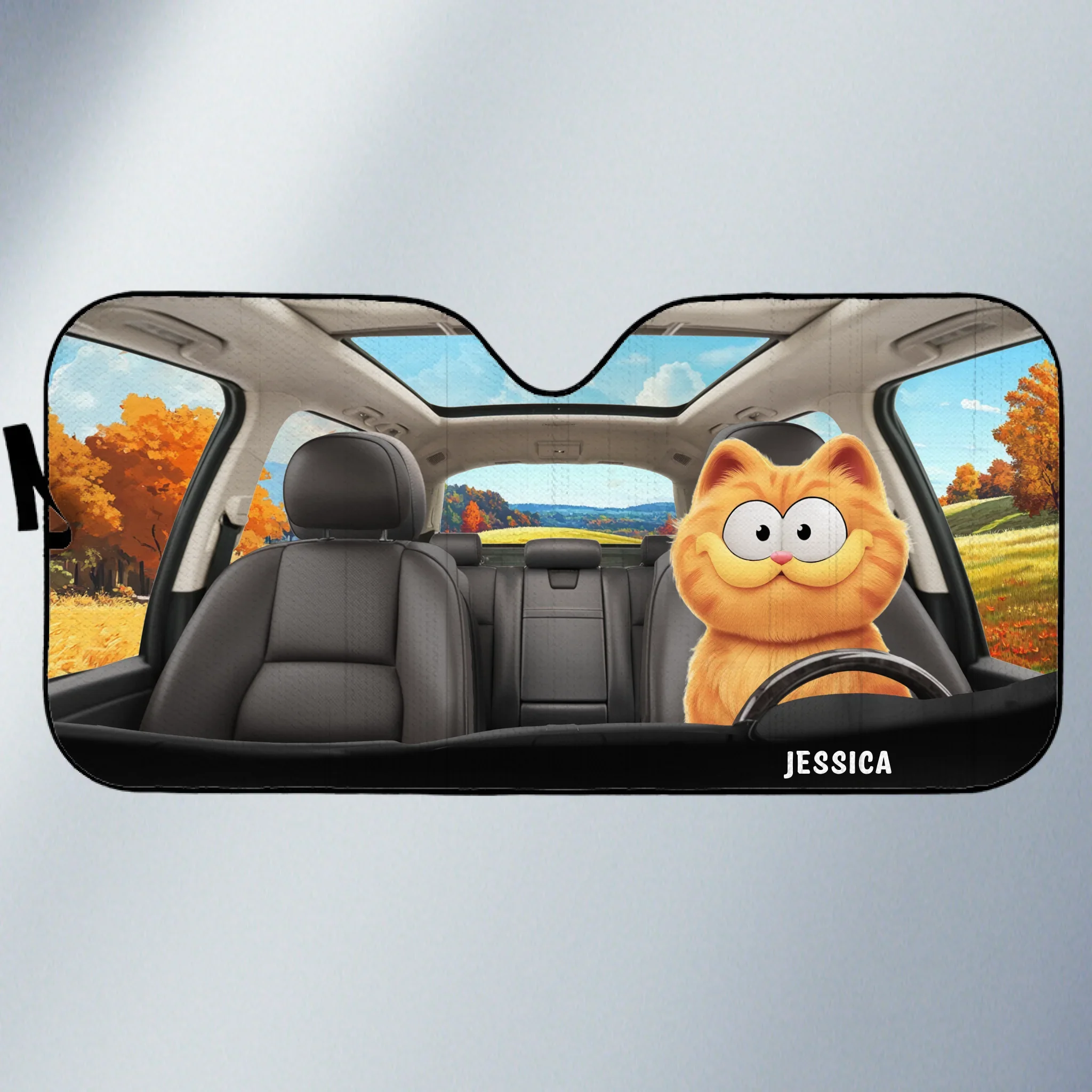 Custom Auto Windshield Sunshade, Car Window Protector - Personalized Summer Vacation And Travel Gifts For Cat Lovers, Cat Mom And Dad - Road Trips With My Furry Crew - Image 2