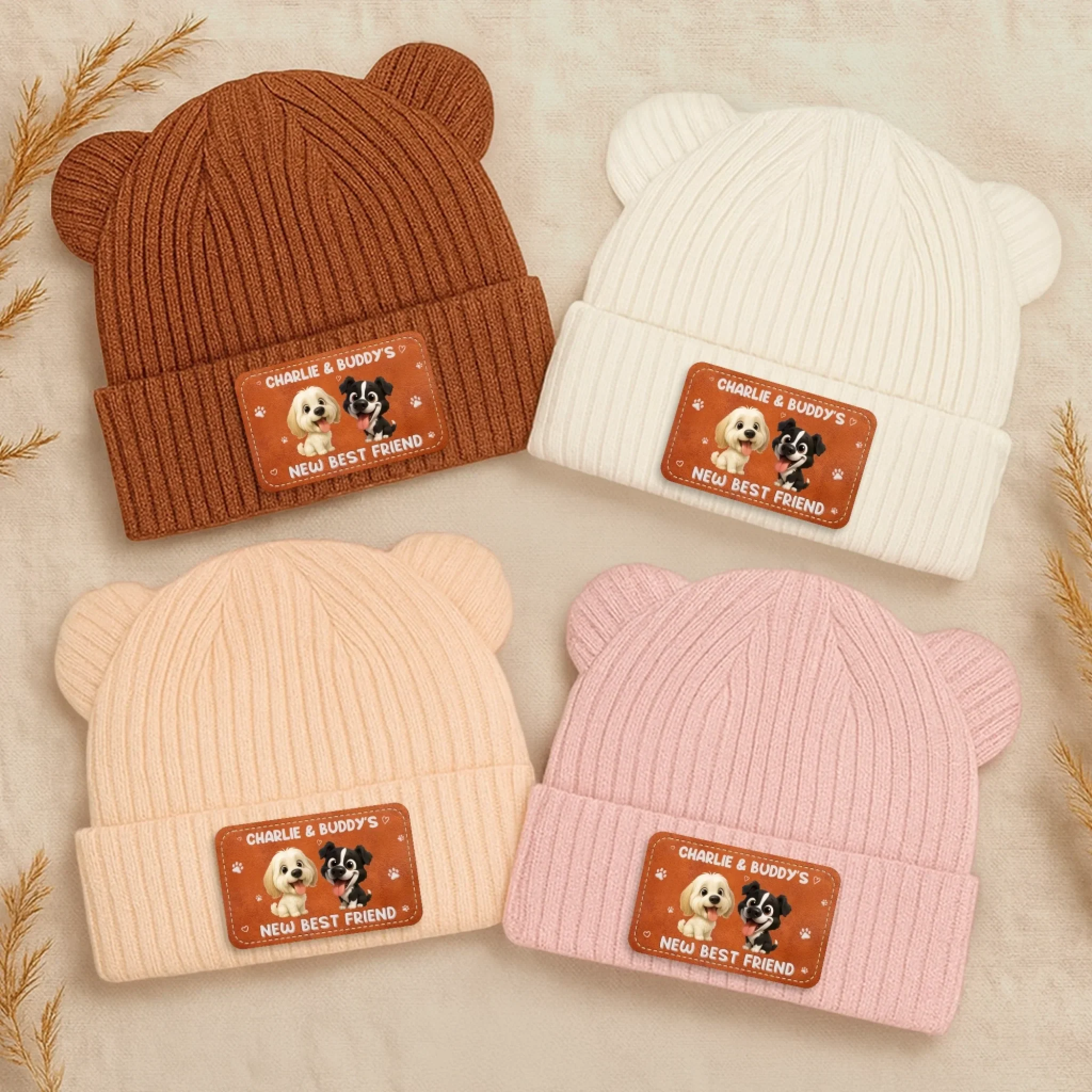 Custom Baby Beanie And Mittens Set - Personalized Baby Shower, Gender Reveal Gifts For New Moms, New Dads, New Parents, Dog Cat Lovers - Born To Be Loved - Image 6