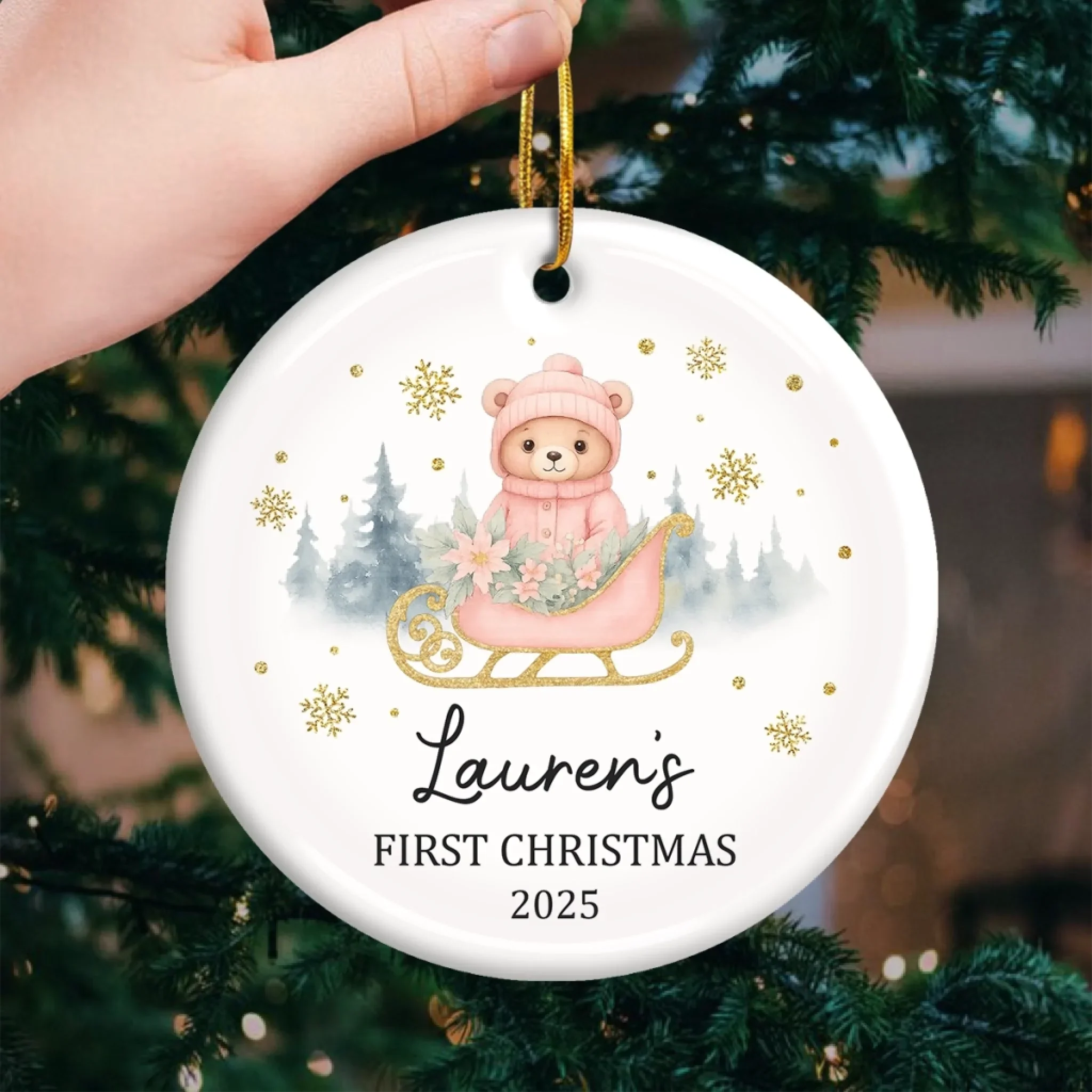Custom Baby First Christmas Ceramic Ornament - Personalized Christmas Baby Shower, Gender Reveal Gifts For New Moms, New Dads, New Parents - Little Blessing - Image 3