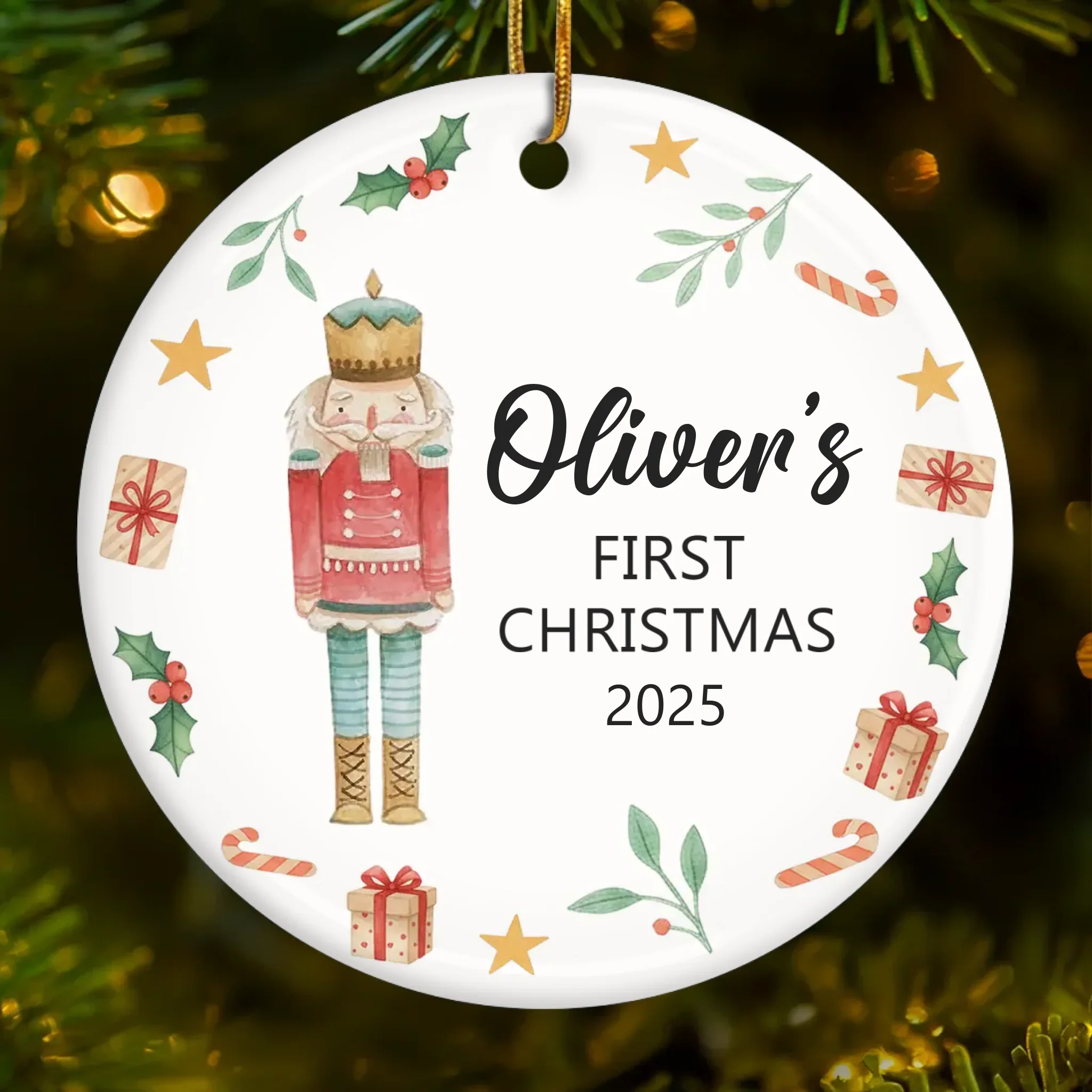 Custom Baby First Christmas Ceramic Ornament - Personalized Christmas Baby Shower, Gender Reveal Gifts For New Moms, New Dads, New Parents - Sweet Beginnings - Image 2