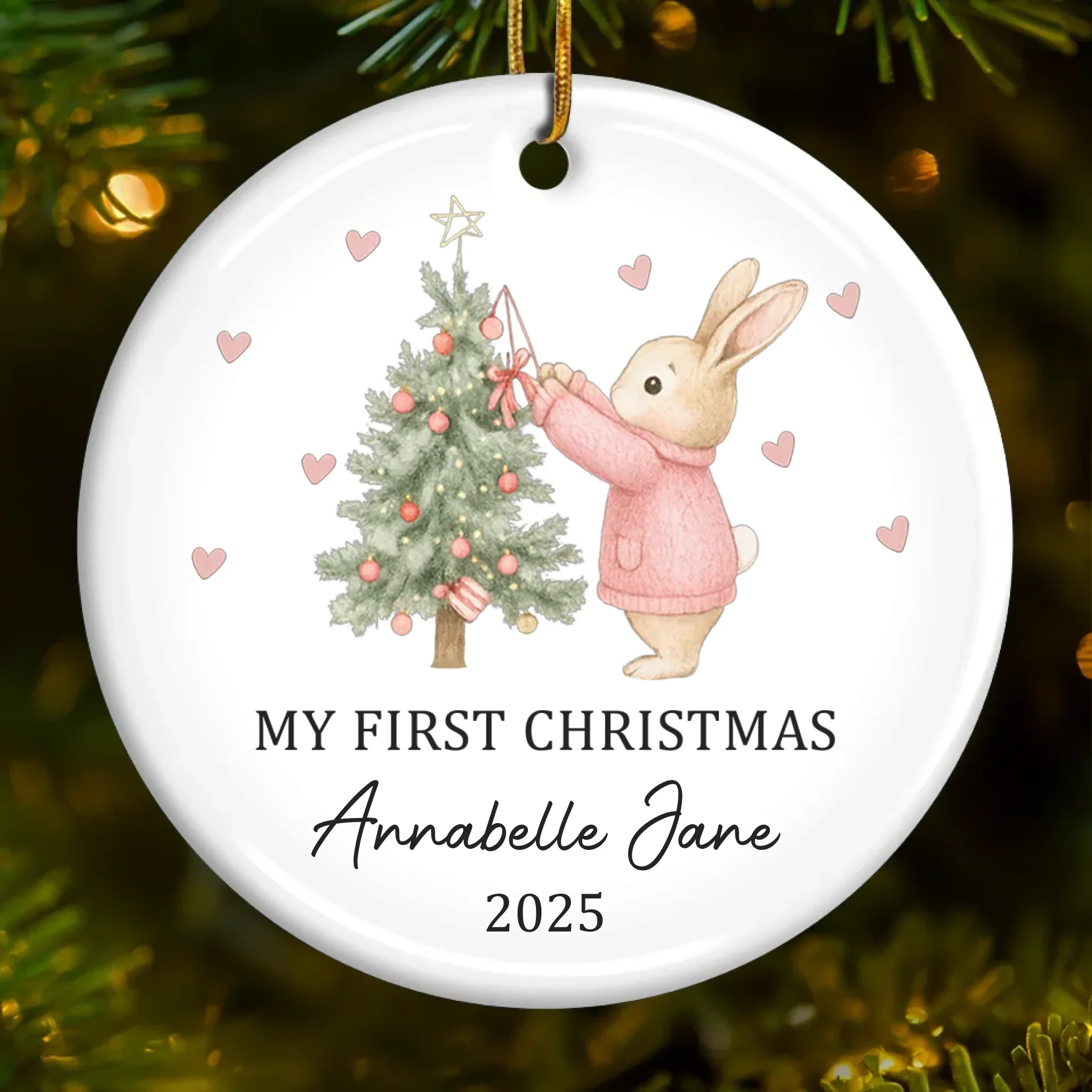 Custom Baby First Christmas Ceramic Ornament - Personalized Christmas Baby Shower, Gifts For New Moms, New Dads, New Parents - A New Star Brightens Christmas Night - Image 2