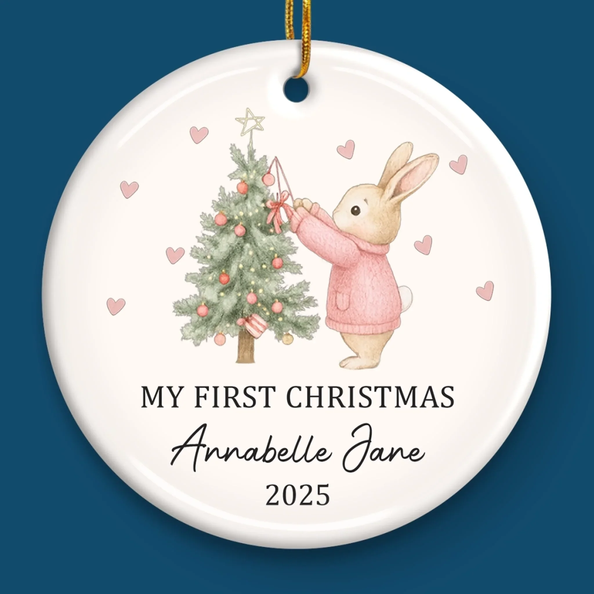Custom Baby First Christmas Ceramic Ornament - Personalized Christmas Baby Shower, Gifts For New Moms, New Dads, New Parents - A New Star Brightens Christmas Night - Image 4