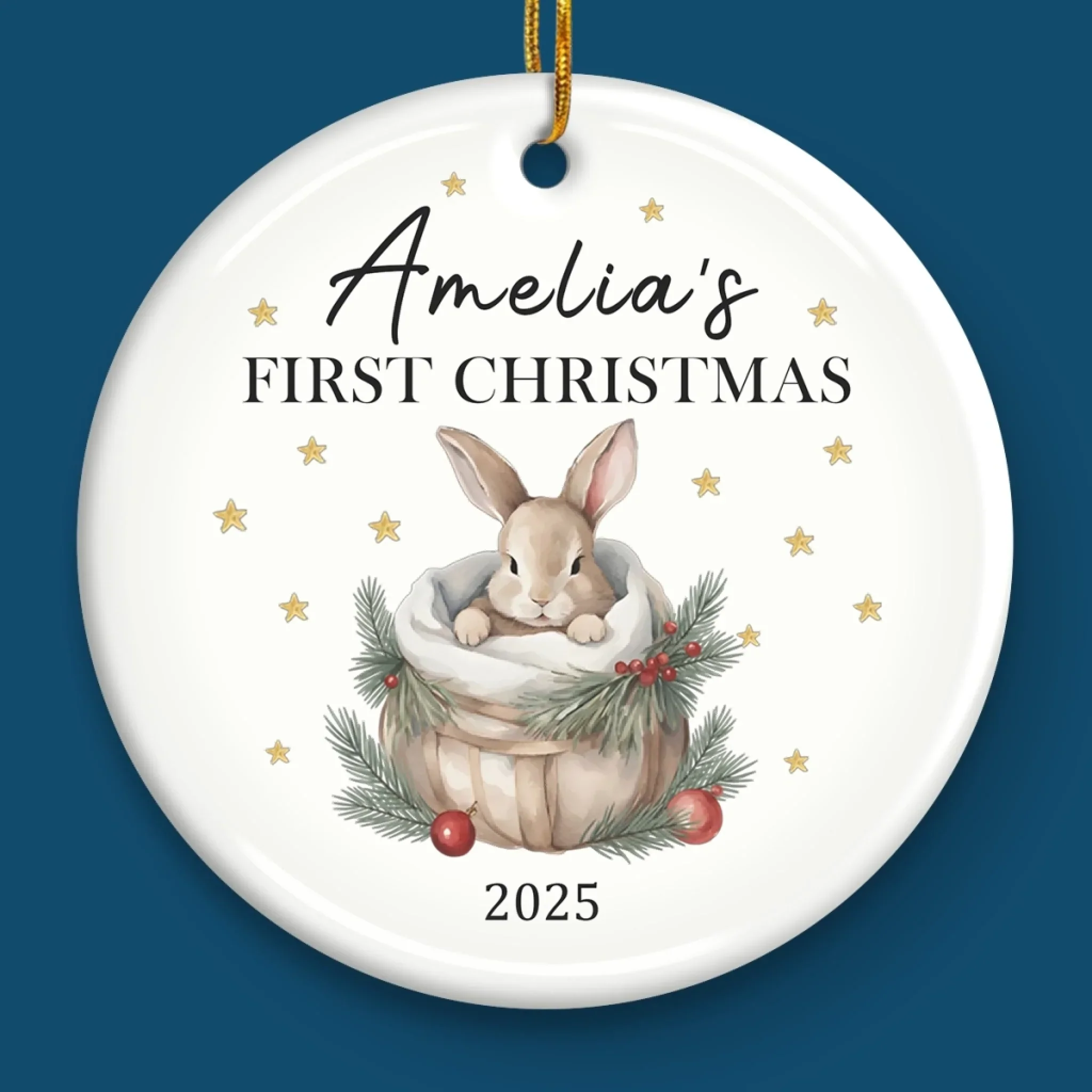 Custom Baby First Christmas Ceramic Ornament - Personalized Christmas Baby Shower, Gifts For New Moms, New Dads, New Parents - First Christmas Wrapped In Pure Love - Image 4