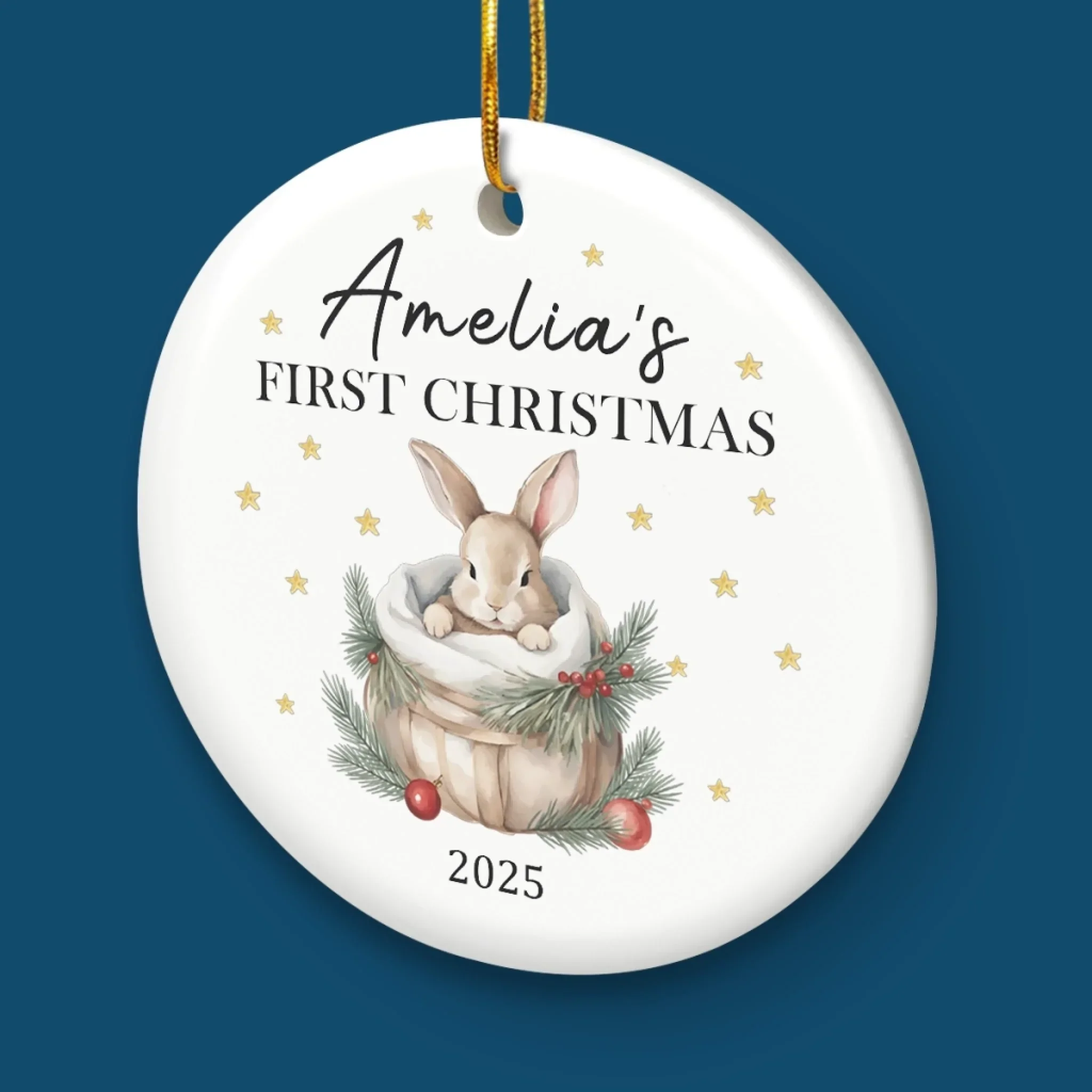 Custom Baby First Christmas Ceramic Ornament - Personalized Christmas Baby Shower, Gifts For New Moms, New Dads, New Parents - First Christmas Wrapped In Pure Love - Image 5