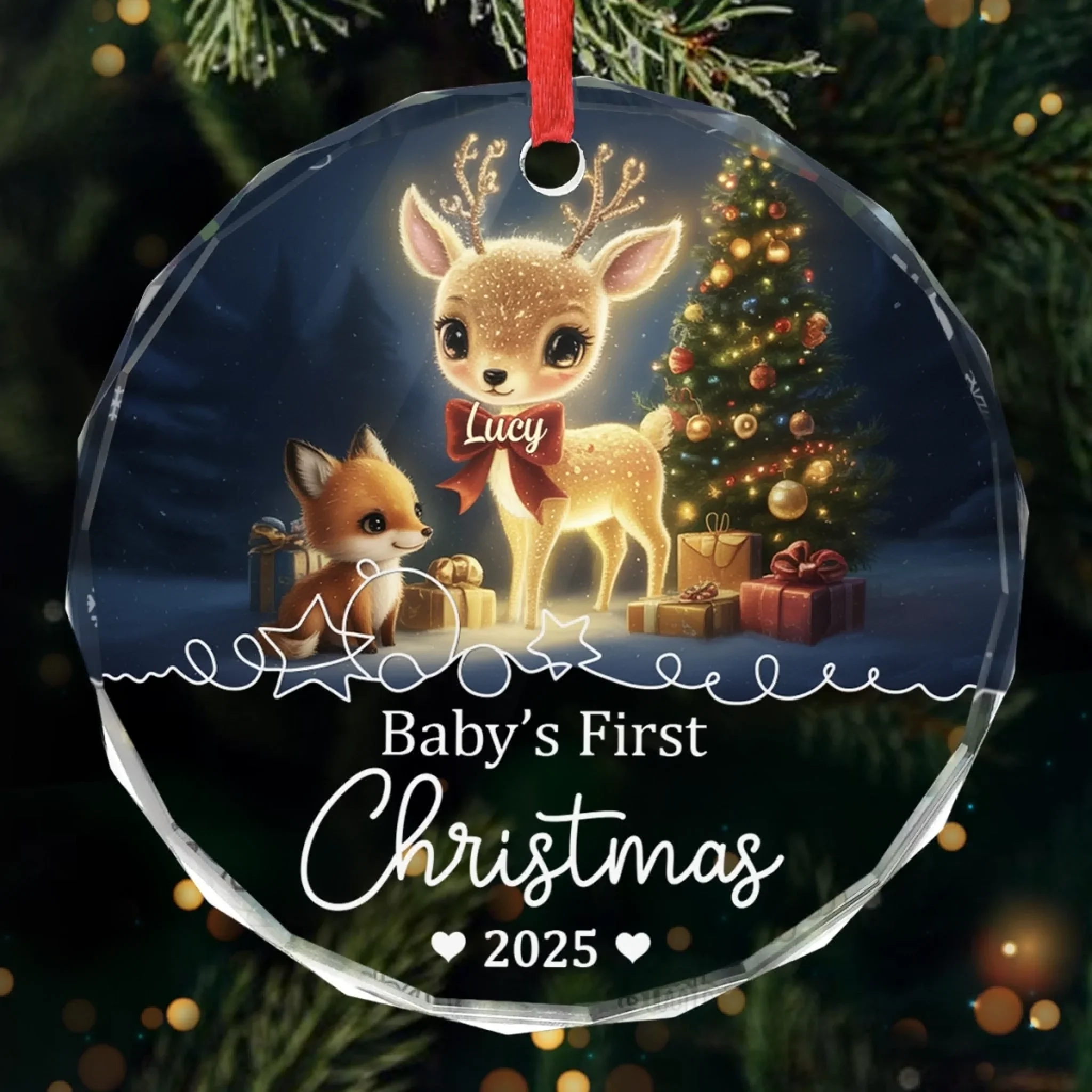 Custom Baby First Christmas Glass Ornament - Personalized Christmas Baby Shower, Gifts For New Moms, New Dads, New Parents - Love In Little Form
