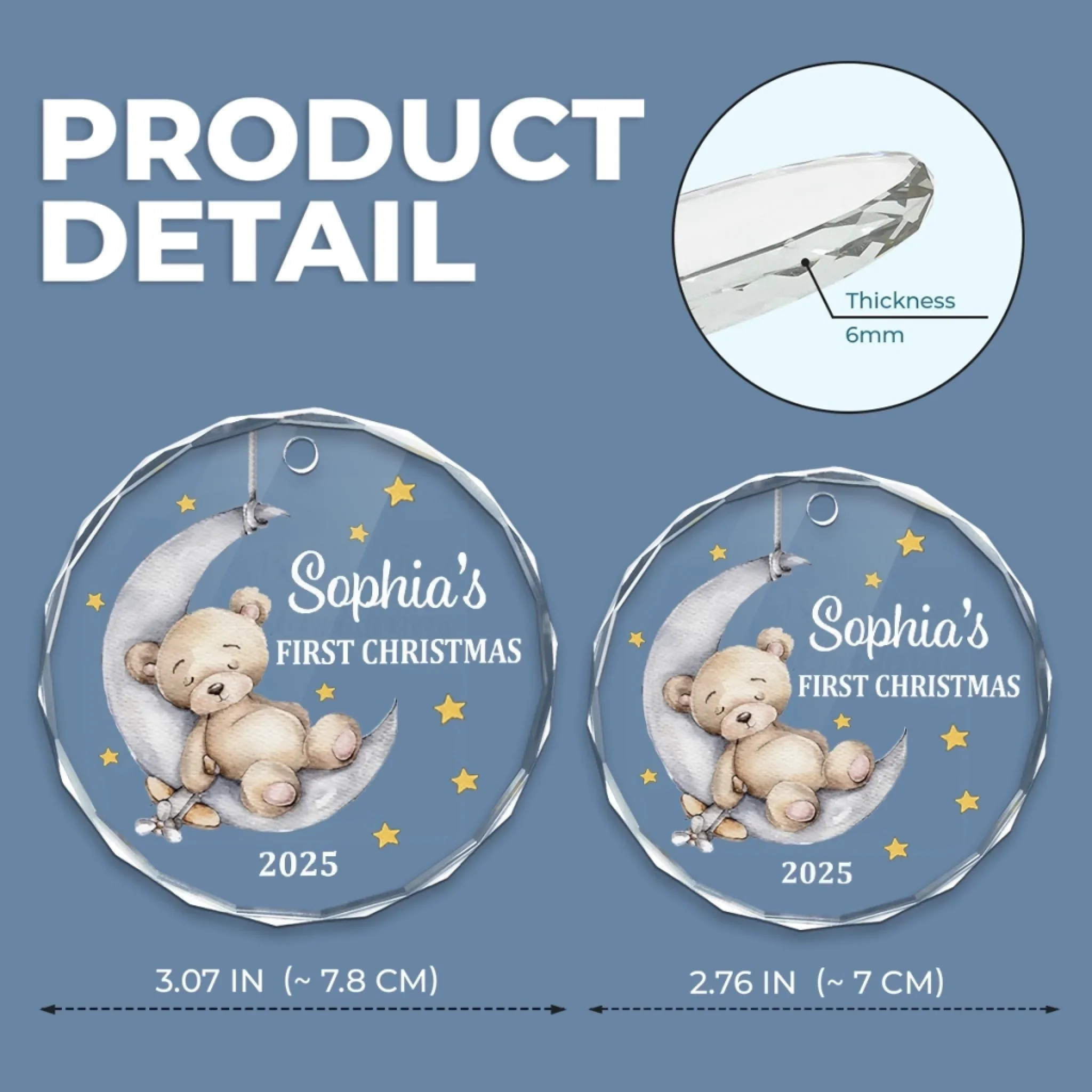 Custom Baby First Christmas Glass Ornament - Personalized Christmas Baby Shower, Gifts For New Moms, New Dads, New Parents - Our Little Joy To The World - Image 6