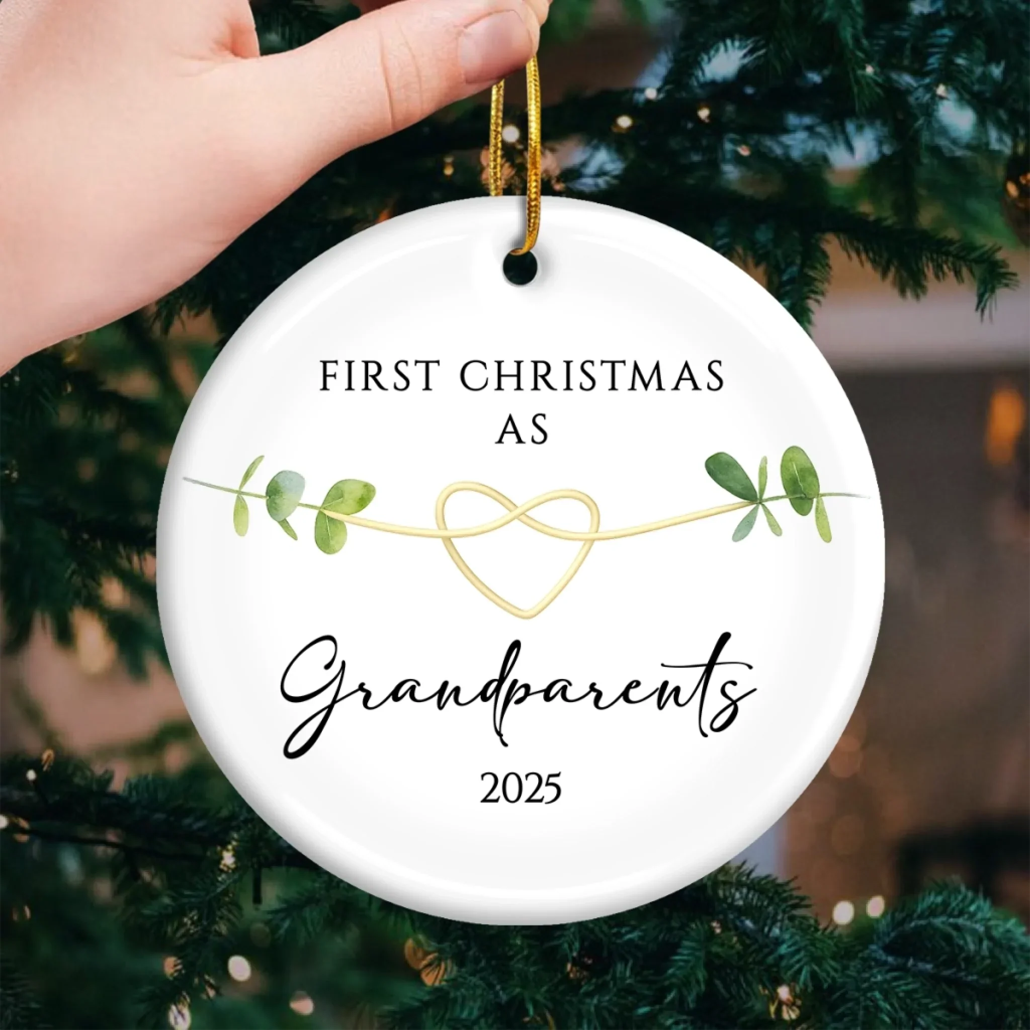 Custom Baby's First Christmas Grandparents Ceramic Ornament - Personalized Christmas Birthday Gifts For First Time Grandparents, Future Grandpa and Grandma, Family - Grandbaby’s First Christmas Joy - Image 3