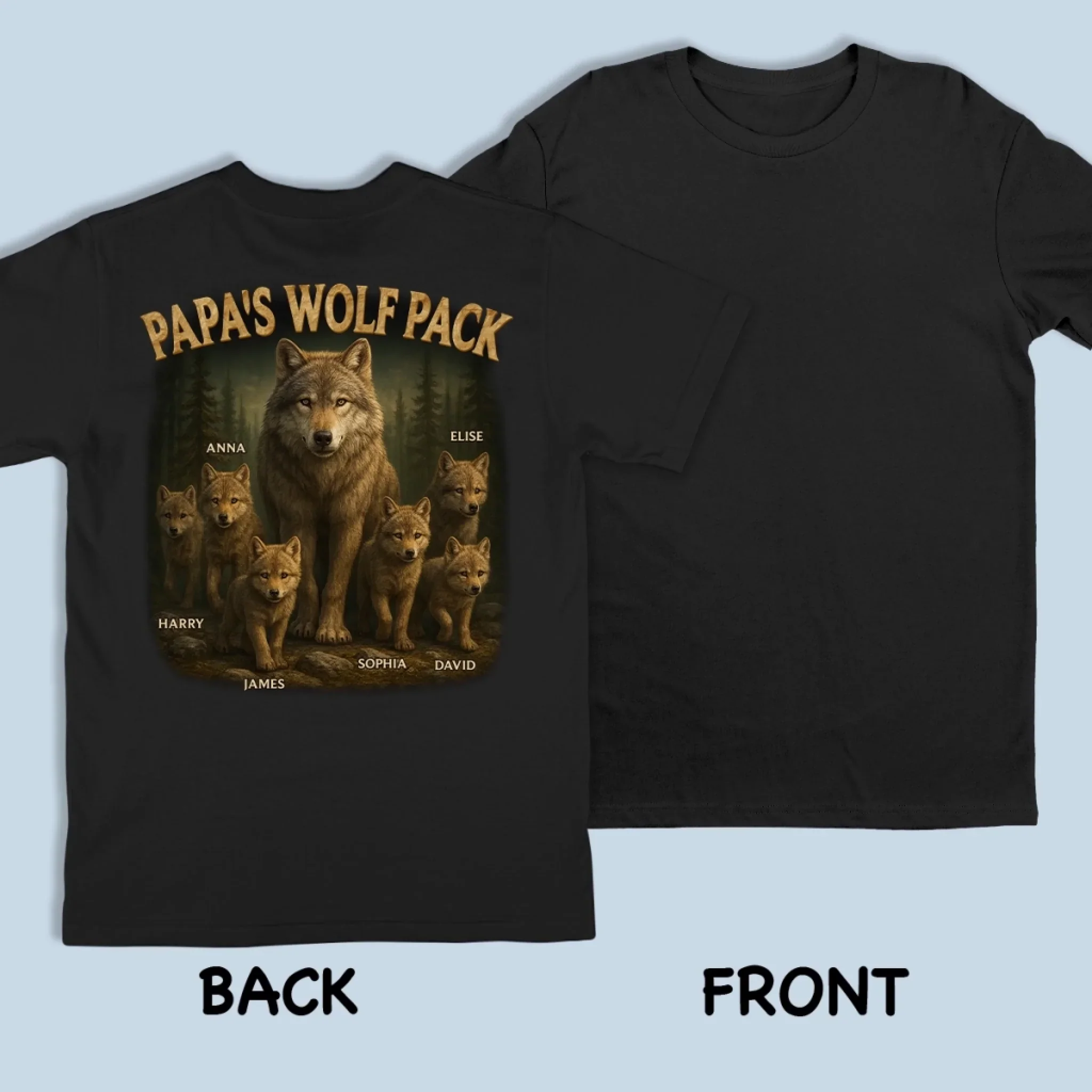 Custom Back Printed Unisex T-shirt, Premium T-shirt, Hoodie - Personalized Birthday Gifts For Dad, Grandpa - Leader Of The Wolf Pack - Image 4