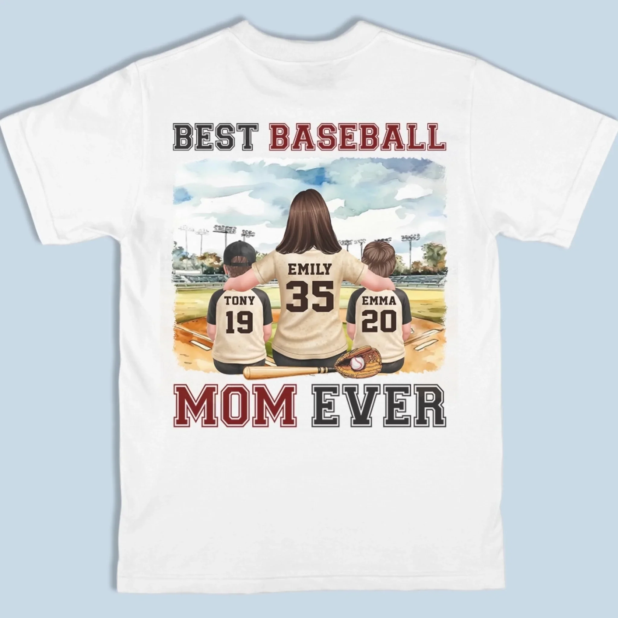 Custom Back Printed Unisex T-shirt, Premium T-shirt, Hoodie - Personalized Mother's Day Gifts For Baseball Mom, Grandma - Best Baseball Mom Ever - Image 3