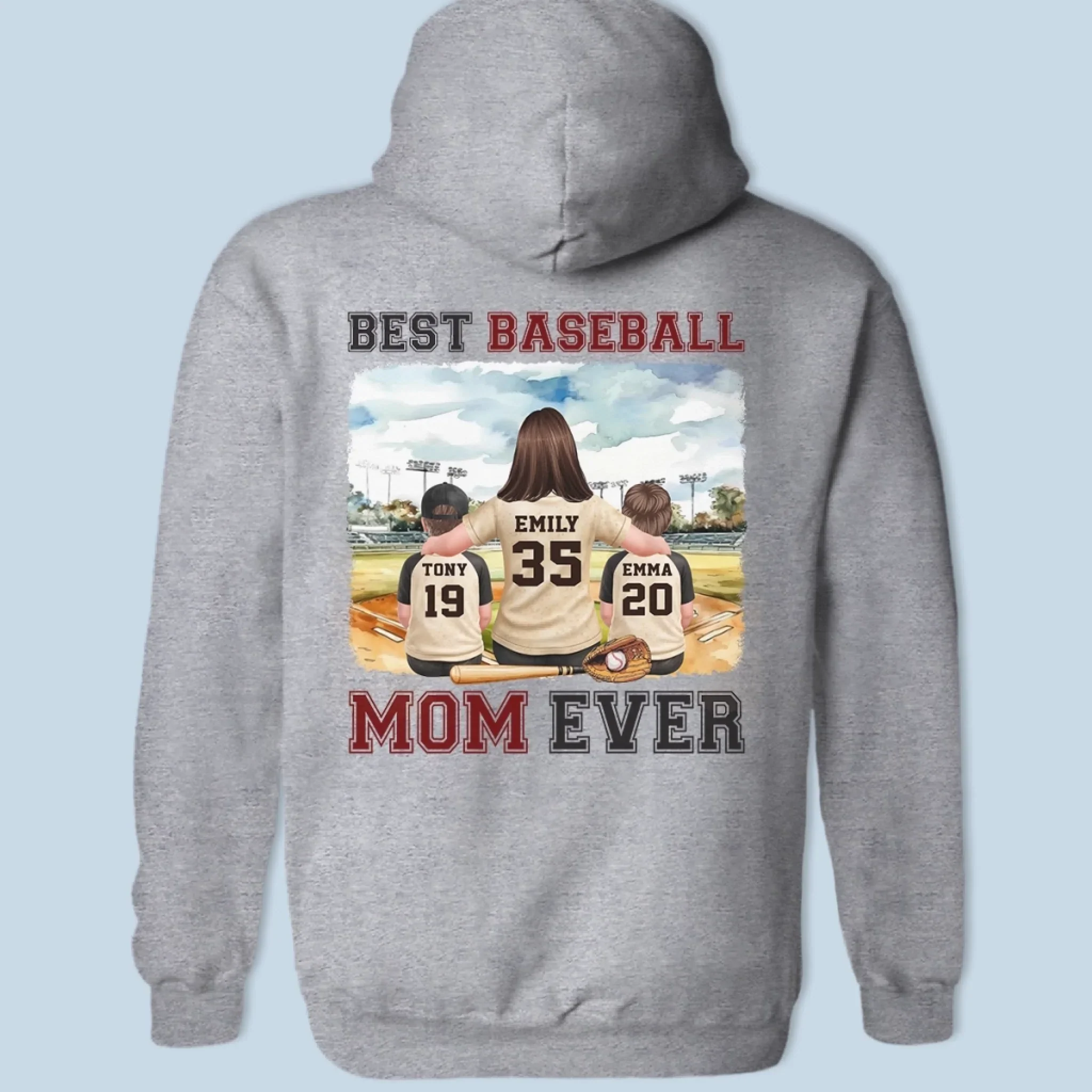 Custom Back Printed Unisex T-shirt, Premium T-shirt, Hoodie - Personalized Mother's Day Gifts For Baseball Mom, Grandma - Best Baseball Mom Ever - Image 4