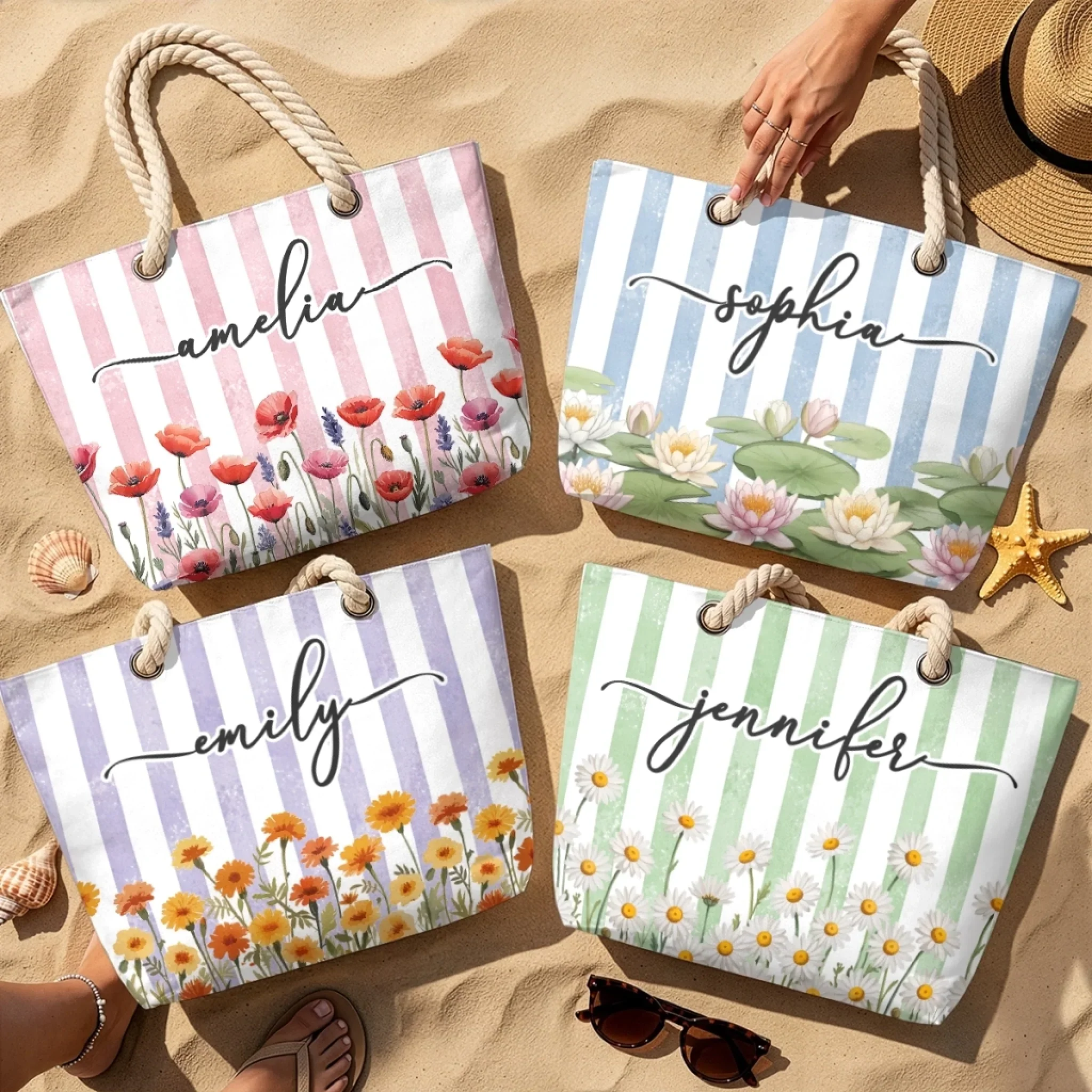 Custom Beach Bag - Personalized Summer Vacation And Travel Gifts For Best Friends, Family - Good Vibes Happen On The Tide
