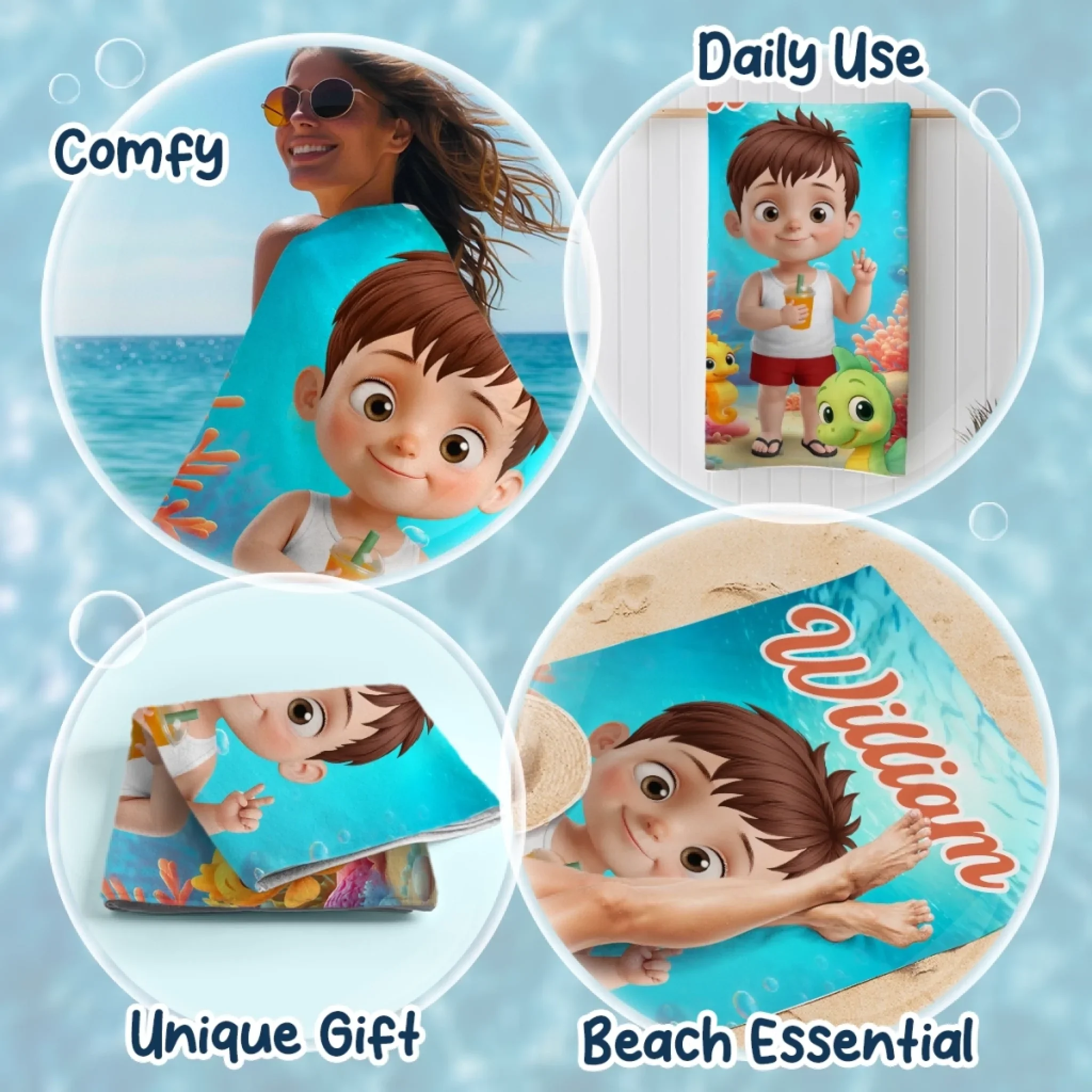 Custom Beach Towel - Personalized Summer Vacation And Travel Gifts For Family, Kids - Stay Cool, Pool Rules - Image 4