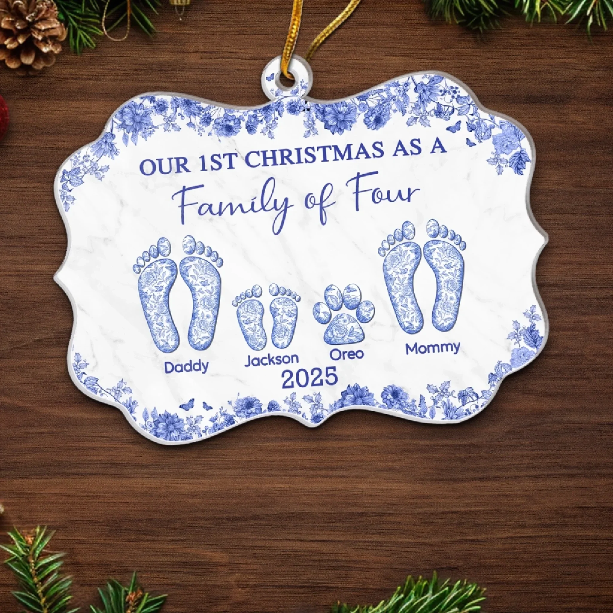 Custom Benelux Shaped Acrylic Ornament - Personalized Christmas Birthday Gifts For Mom, Dad, Kids - A Little Family, A Lot Of Love - Image 5