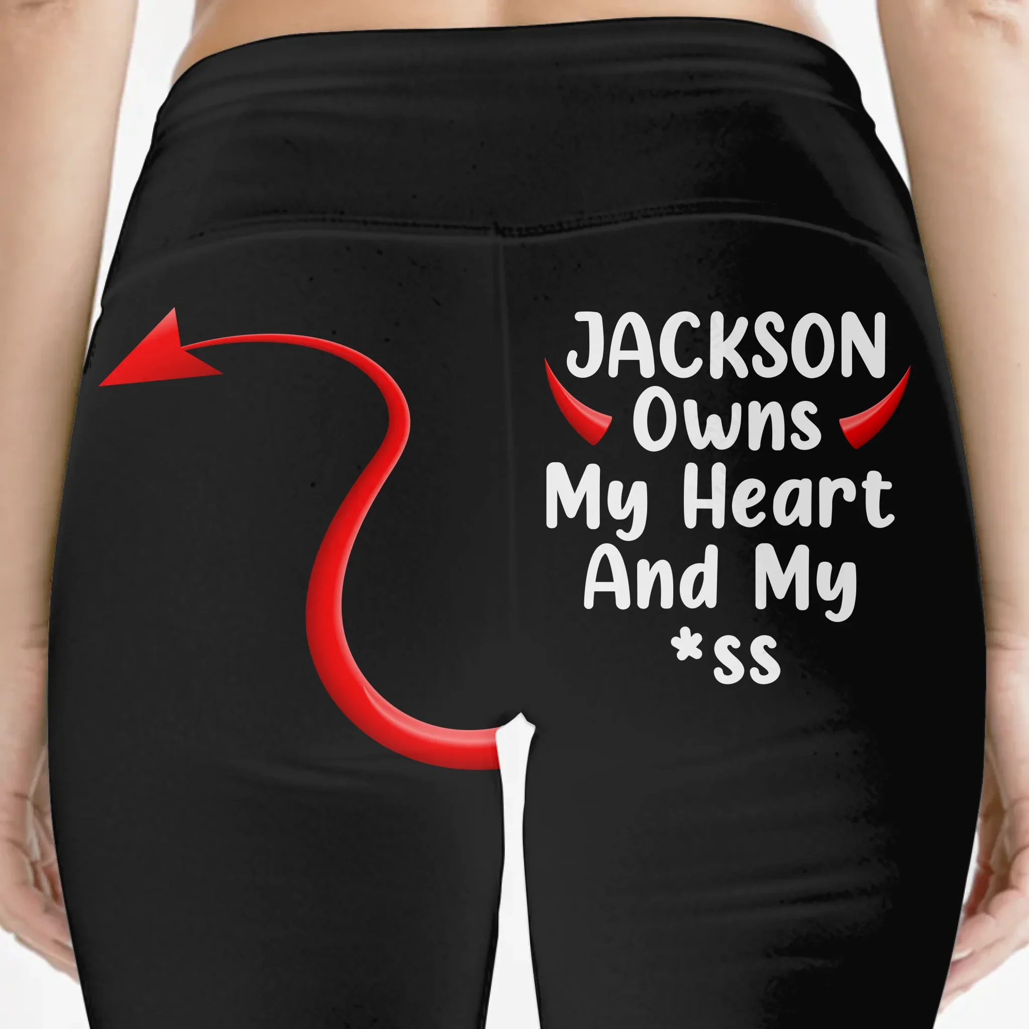 Custom Biker Leggings - Personalized Anniversary Wedding Gifts For Husband And Wife, Him And Her - My Man Owns It All - Image 2