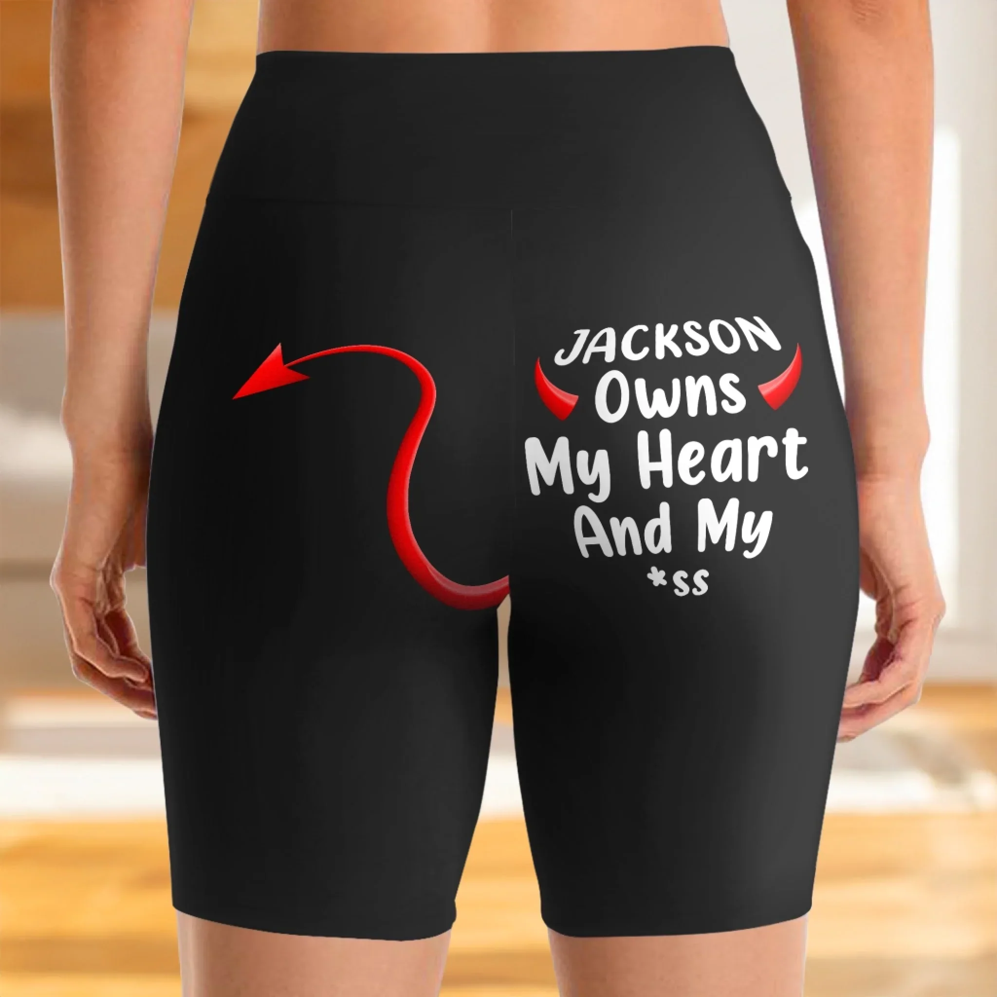 Custom Biker Leggings - Personalized Anniversary Wedding Gifts For Husband And Wife, Him And Her - My Man Owns It All - Image 5