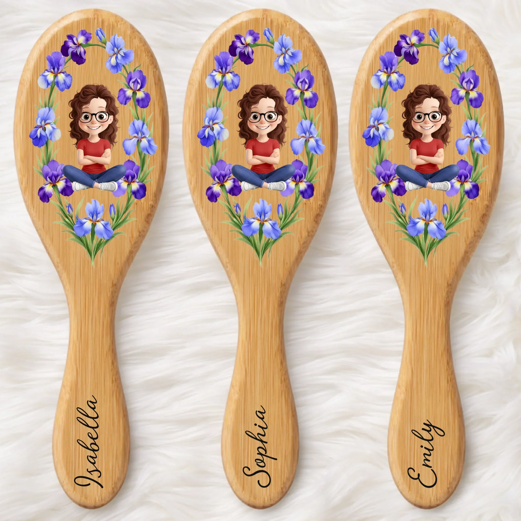 Custom Birth Month Flower Hair Brush - Personalized Thank You Birthday Gifts For Her, Friends, Sisters, Daughters, Mother, Bridesmaid - Always My Girl - Image 4