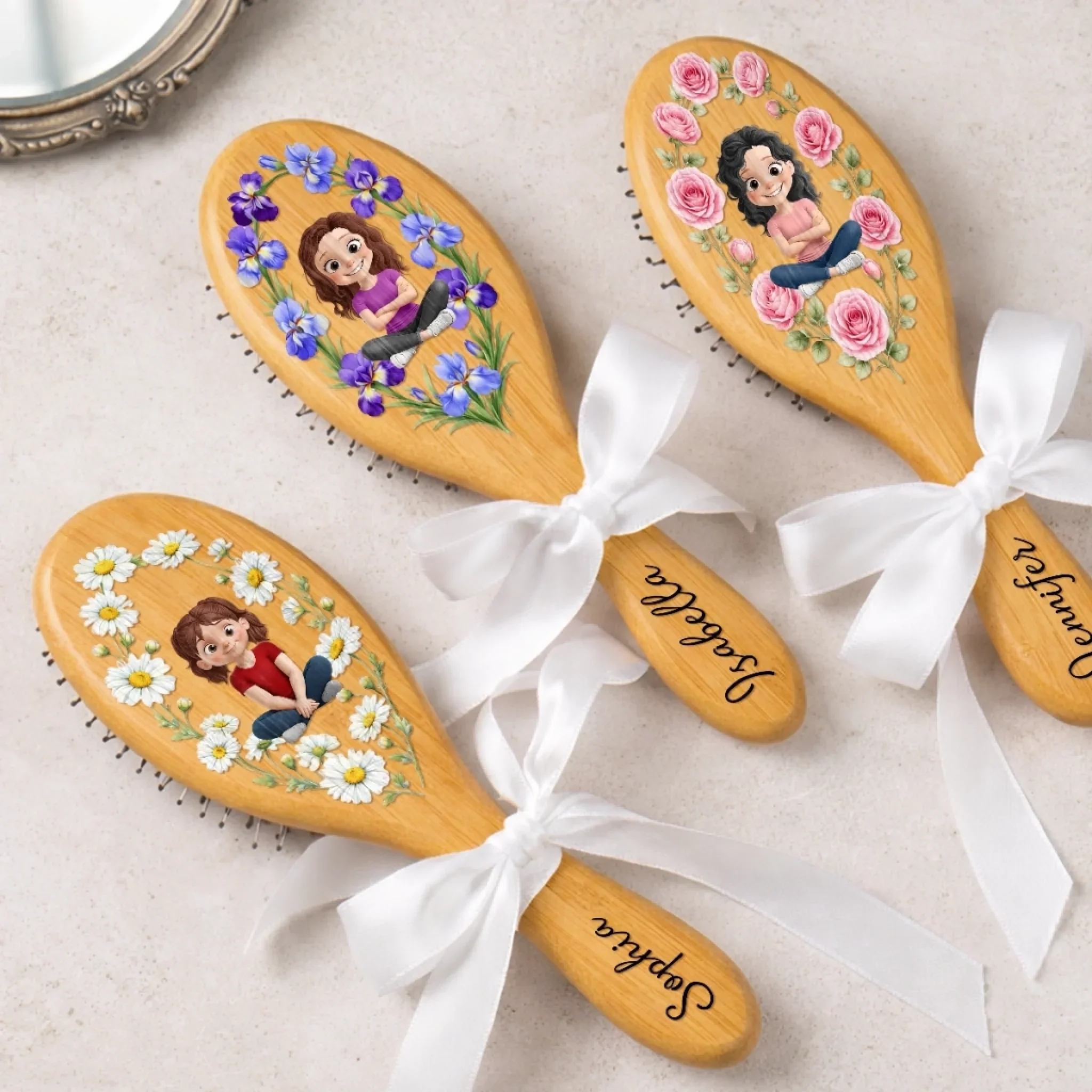 Custom Birth Month Flower Hair Brush - Personalized Thank You Birthday Gifts For Her, Friends, Sisters, Daughters, Mother, Bridesmaid - Always My Girl - Image 8