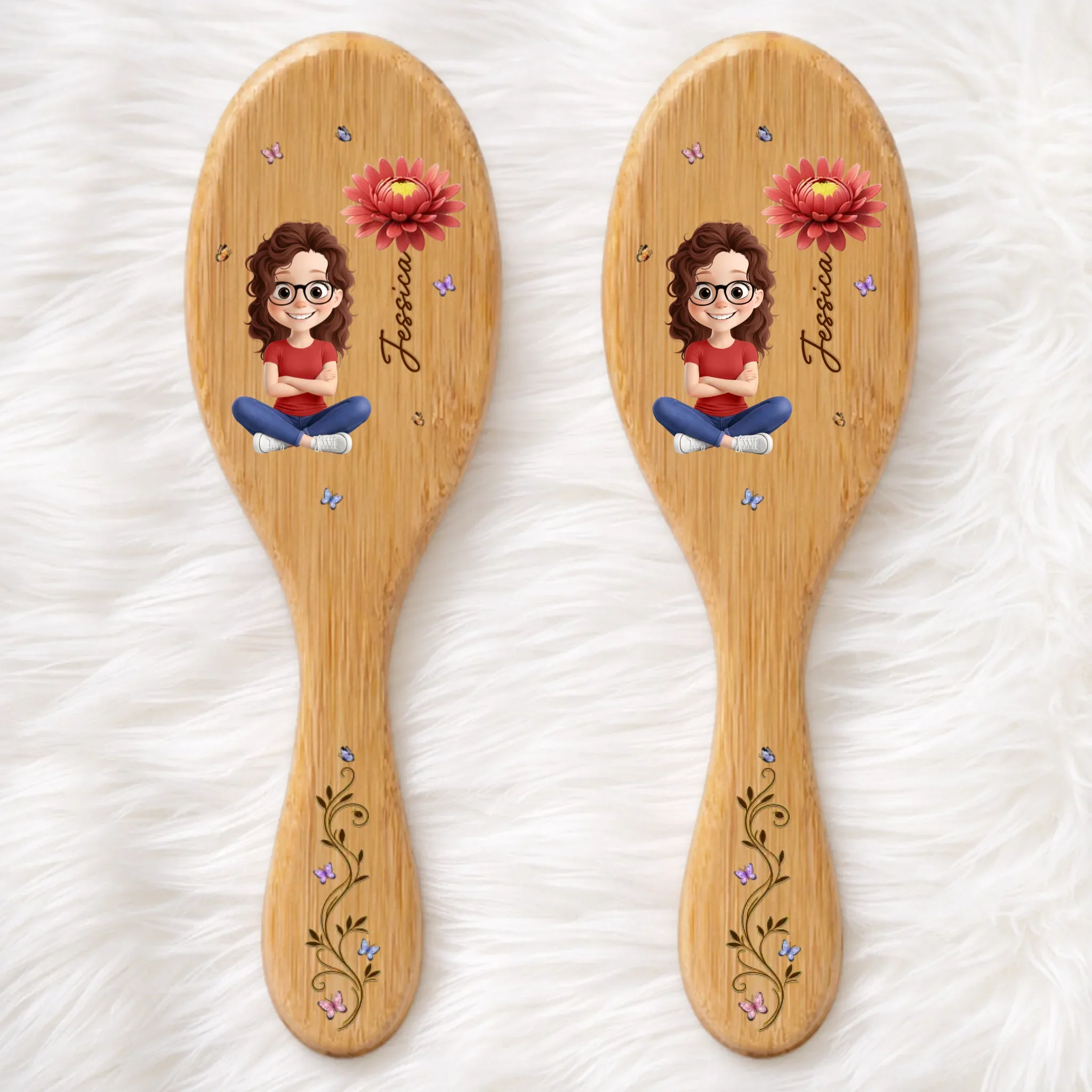 Custom Birth Month Flower Hair Brush - Personalized Thank You Birthday Gifts For Her, Friends, Sisters, Daughters, Mother, Bridesmaid - Besties Make The Best Memories - Image 3