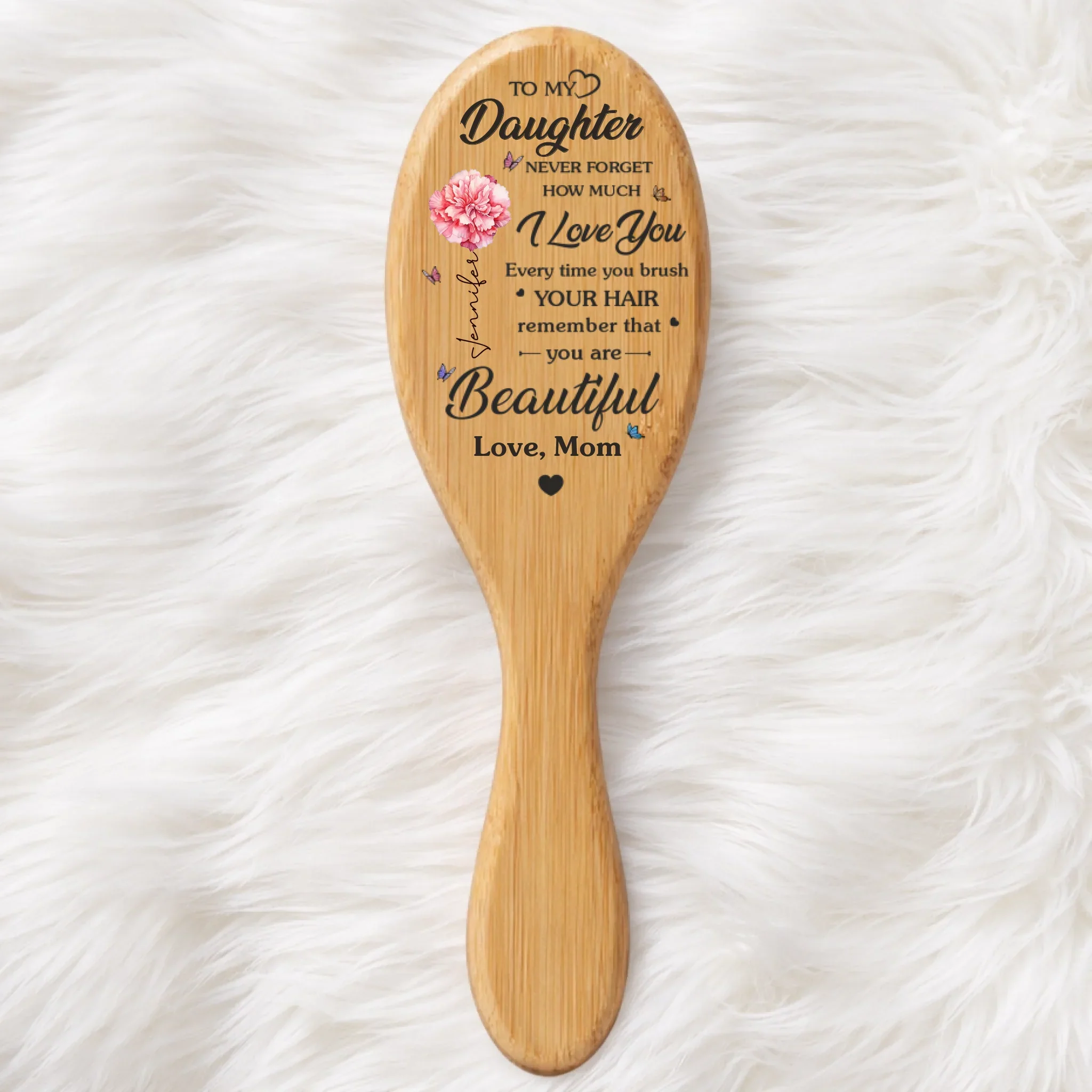 Custom Birth Month Flower Hair Brush - Personalized Thank You Graduation Birthday Gifts For Daughters, Mother - A Flower As Unique As You - Image 2