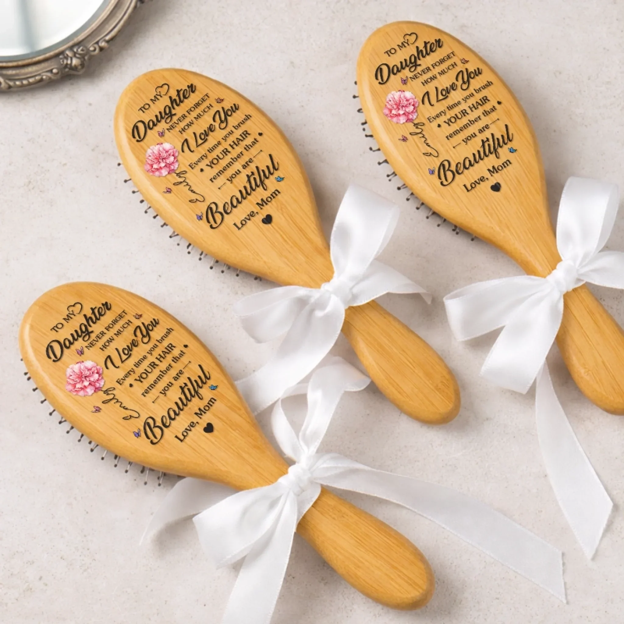 Custom Birth Month Flower Hair Brush - Personalized Thank You Graduation Birthday Gifts For Daughters, Mother - A Flower As Unique As You - Image 4