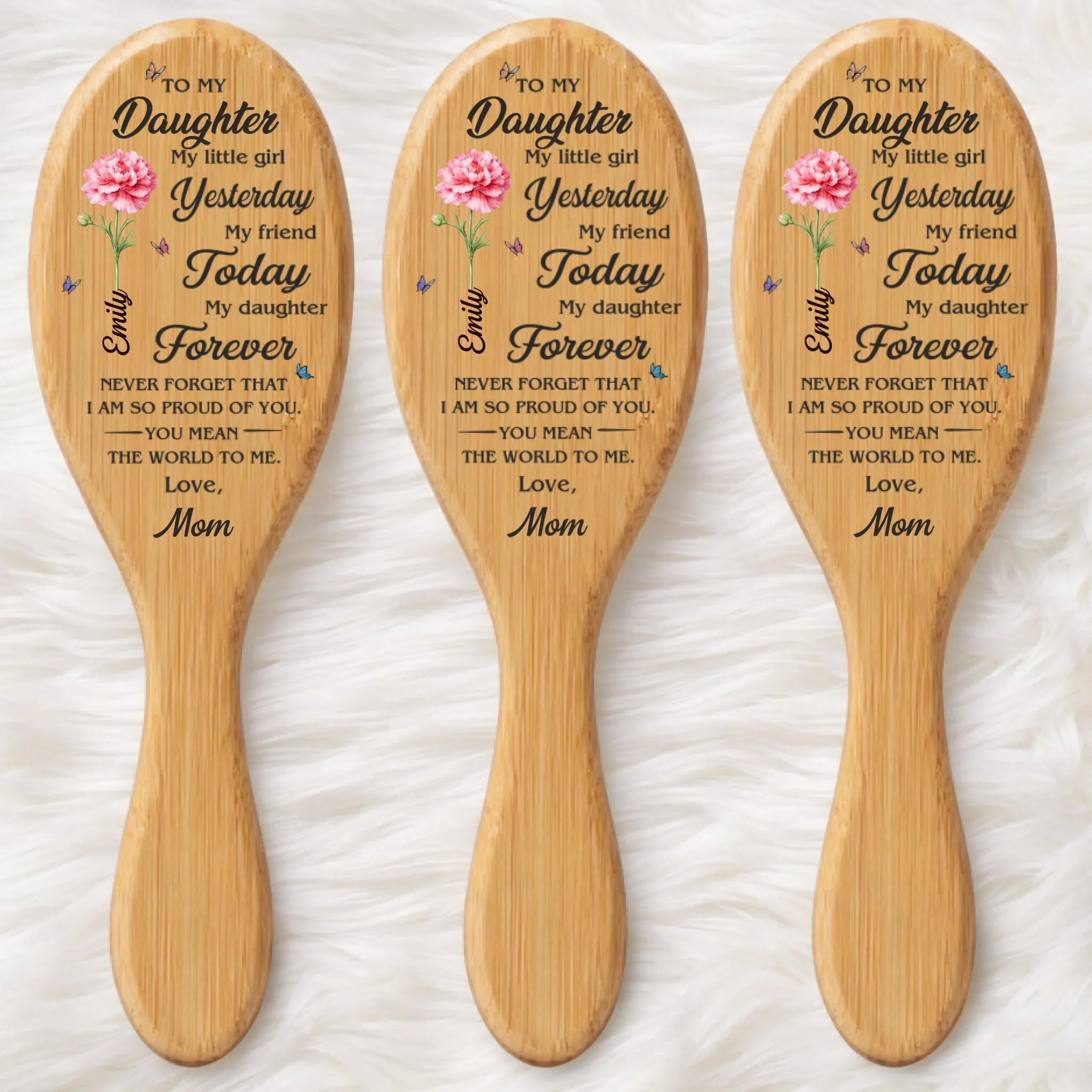 Custom Birth Month Flower Hair Brush - Personalized Thank You Graduation Birthday Gifts For Daughters, Mother - You Have Blossomed Beautifully - Image 4