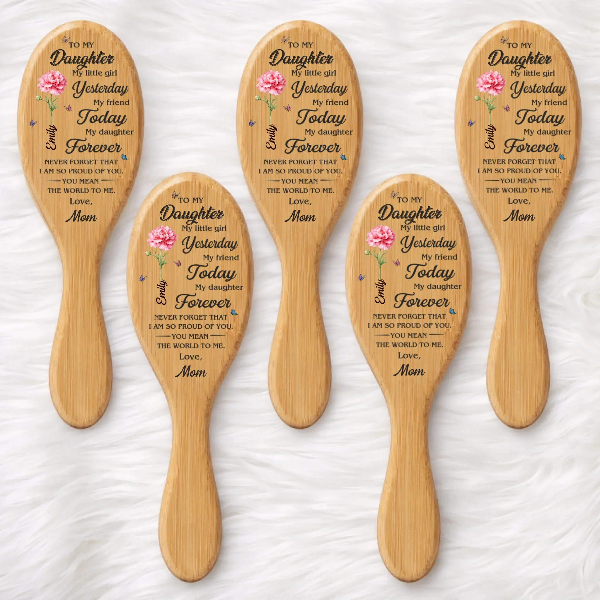 Custom Birth Month Flower Hair Brush - Personalized Thank You Graduation Birthday Gifts For Daughters, Mother - You Have Blossomed Beautifully - Image 6
