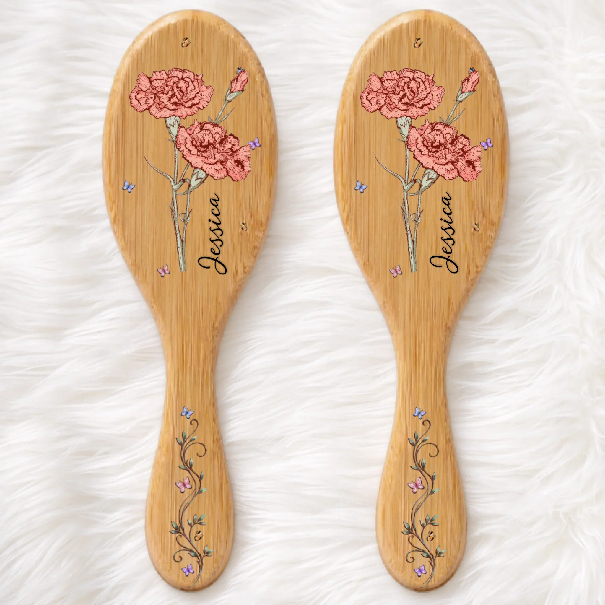 Custom Birth Month Flower Hair Brush - Personalized Thank You Graduation Birthday Gifts For Her, Friends, Sisters, Daughters, Mother, Bridesmaid - Bloom In Your Own Way - Image 3
