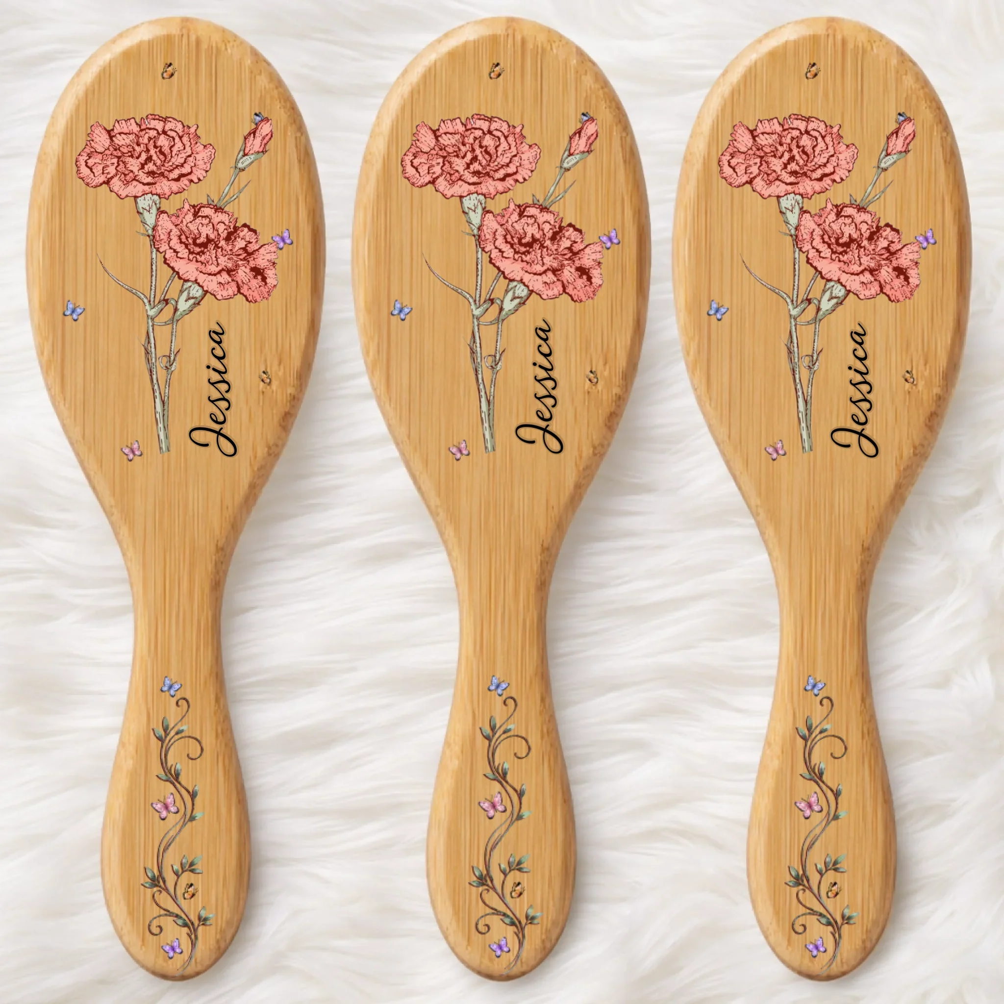 Custom Birth Month Flower Hair Brush - Personalized Thank You Graduation Birthday Gifts For Her, Friends, Sisters, Daughters, Mother, Bridesmaid - Bloom In Your Own Way - Image 4