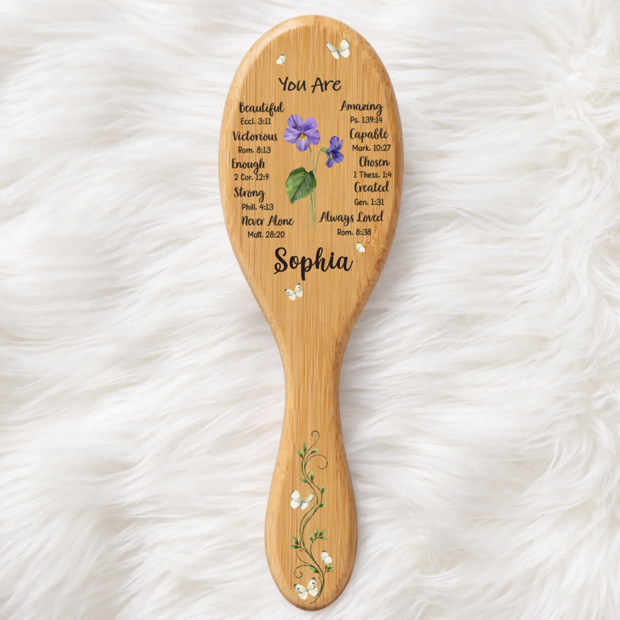Custom Birth Month Flower Hair Brush - Personalized Thank You Graduation Birthday Gifts For Her, Friends, Sisters, Daughters, Mother, Bridesmaid - You Were Meant To Shine - Image 2