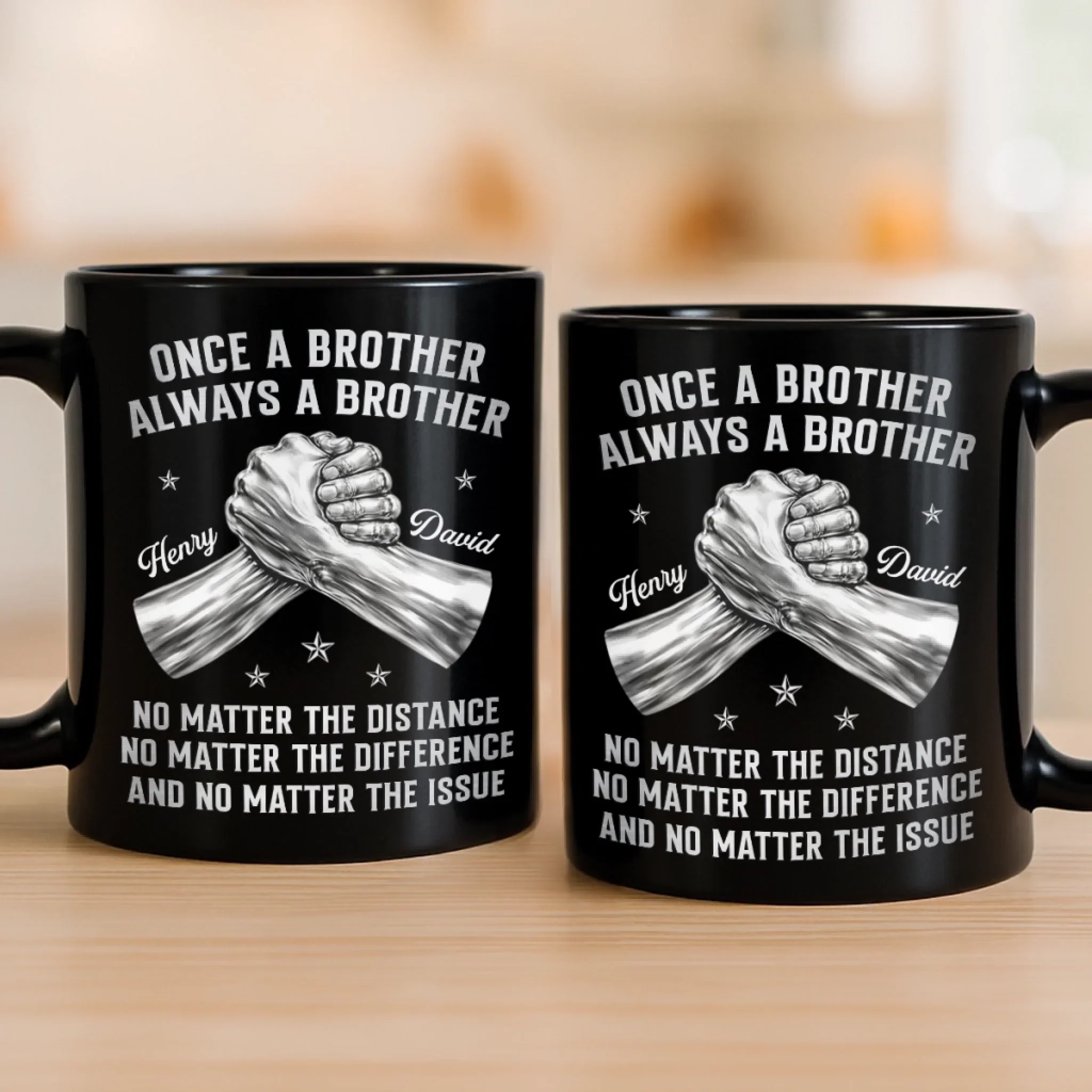 Custom Black Mug - Personalized Birthday Gifts For Brother - Brothers Stand Together Always - Image 4