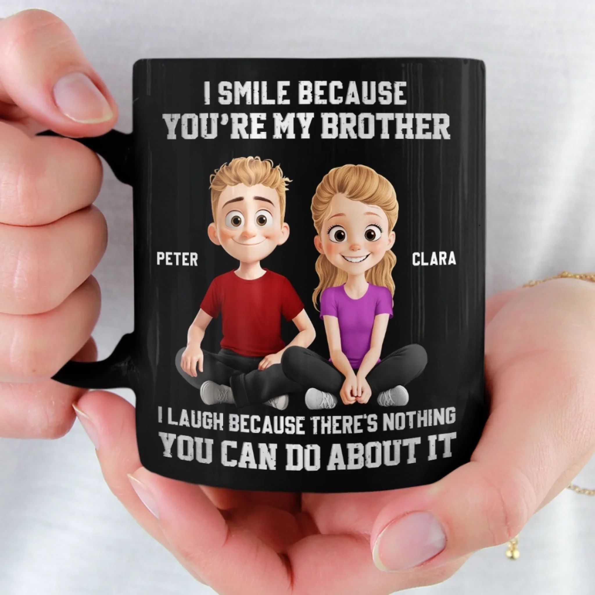 Custom Black Mug - Personalized Birthday Gifts For Brother - Chaos Runs In The Family - Image 3