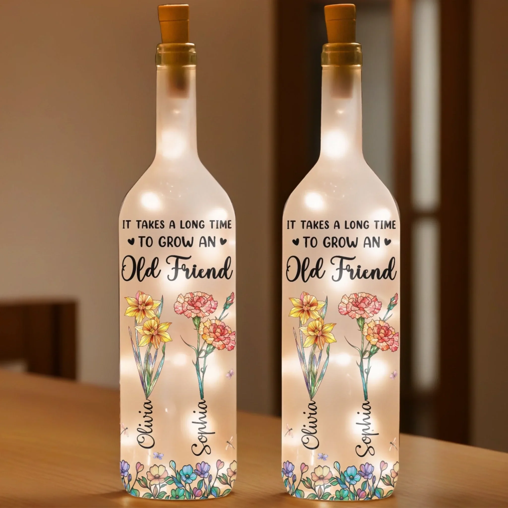 Custom Bottle Lamp - Personalized Best Friend Birthday Gifts For Women, Besties, Sisters, BFF - Timeless Friendship Glow - Image 3