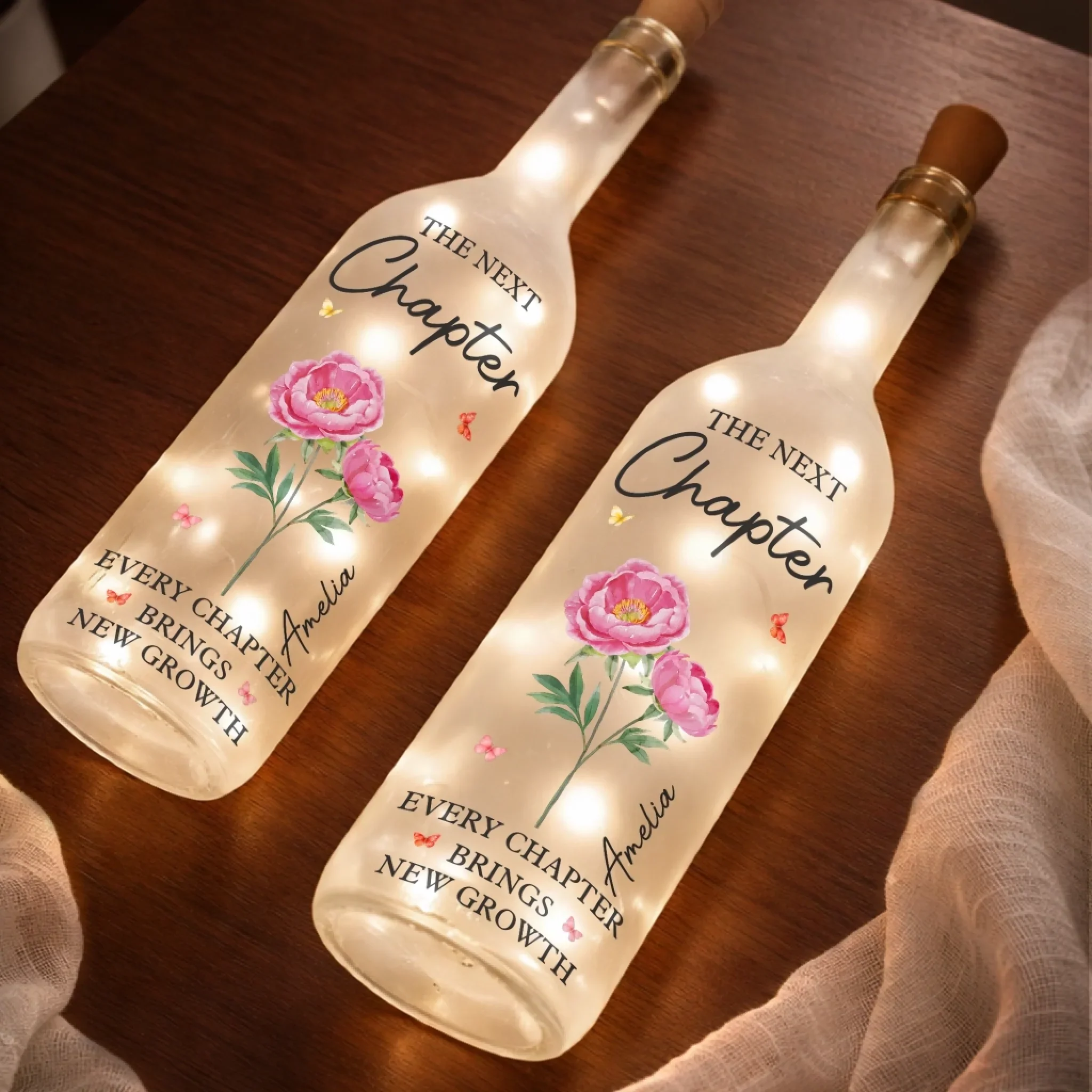 Custom Bottle Lamp - Personalized Graduation Gifts For Her, Him - Keep Blooming, One Chapter At A Time - Image 2