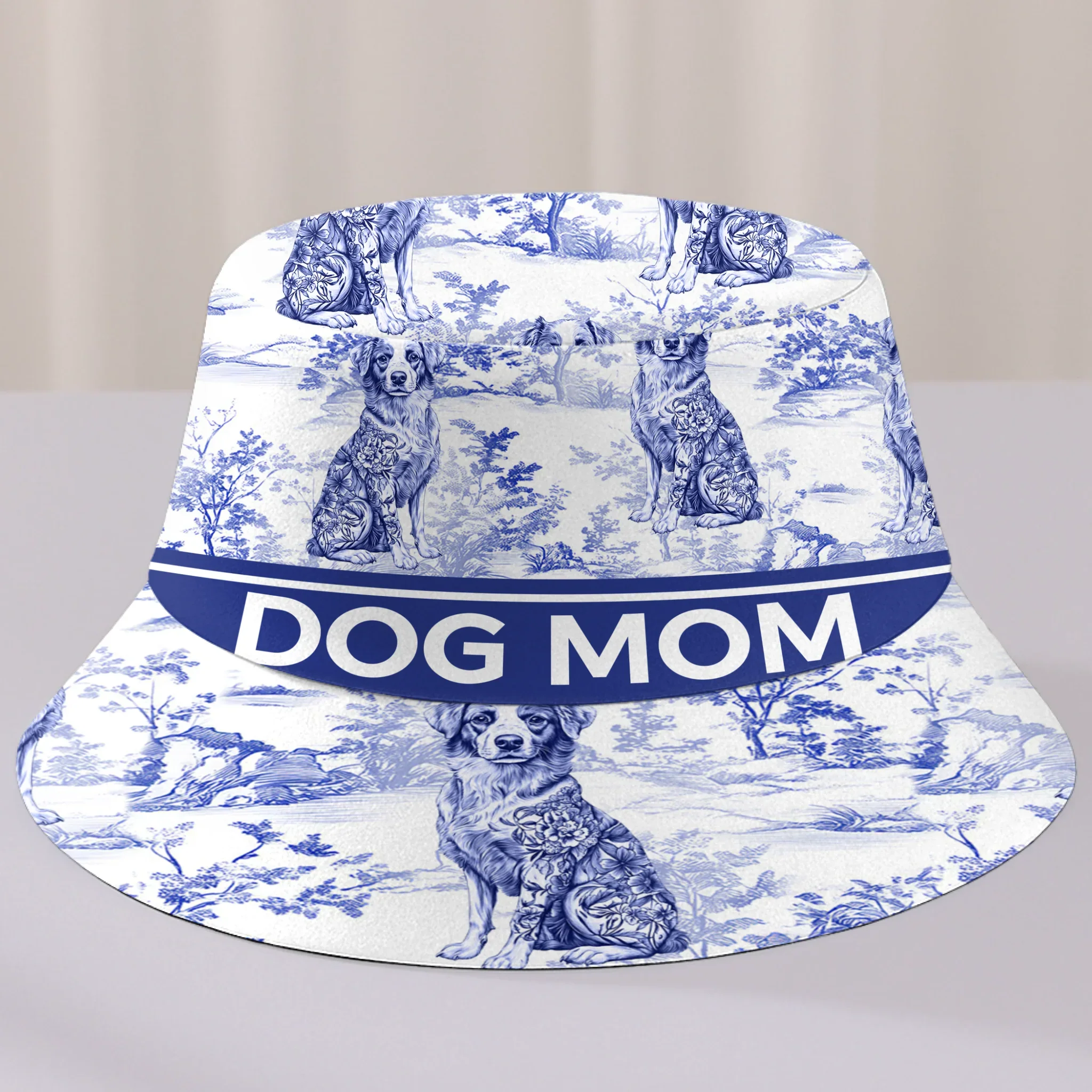 Custom Bucket Hat - Personalized Birthday Gifts For Dog Lovers, Dog Dad And Mom - Blue Toile, Golden Souls - Image 2