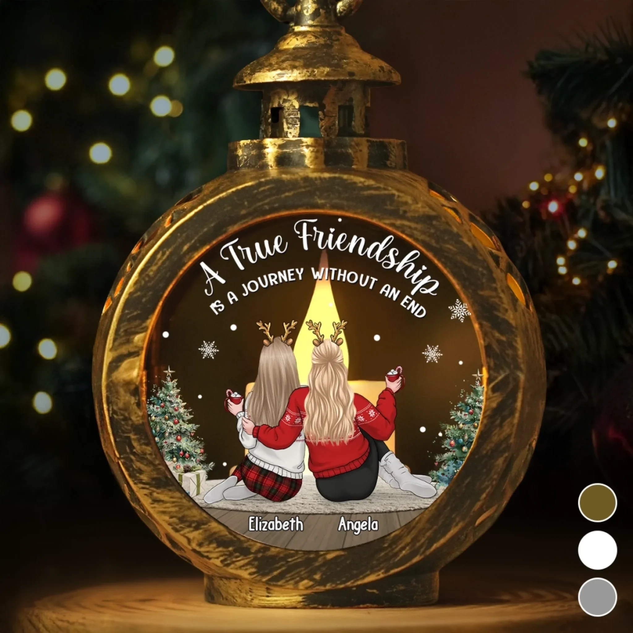 Custom Candlelight Lantern Ornament - Personalized Best Friend Christmas Birthday Gifts For Women, Besties, Sisters, BFF - Bestie Bonds Glow Through Time