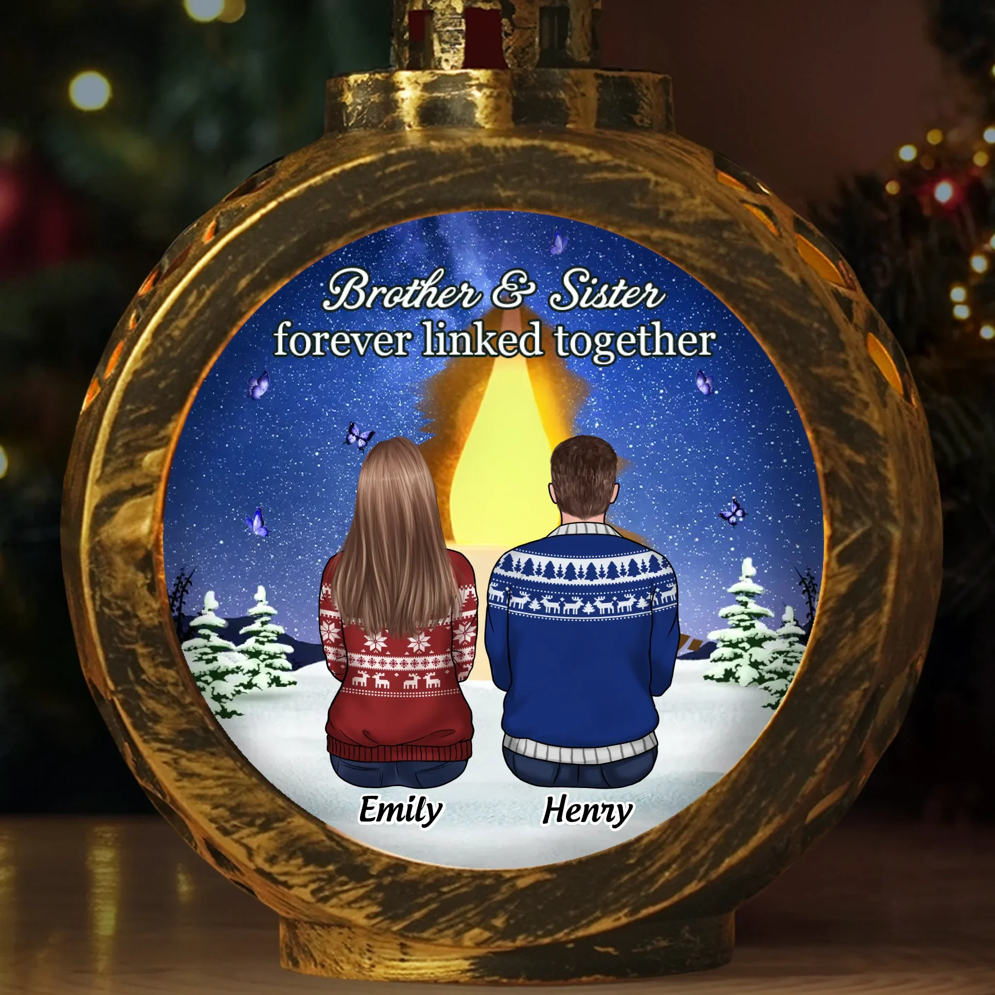 Custom Candlelight Lantern Ornament - Personalized Christmas Birthday Gifts For Brother, Sister - Shine Through Our Hearts - Image 2