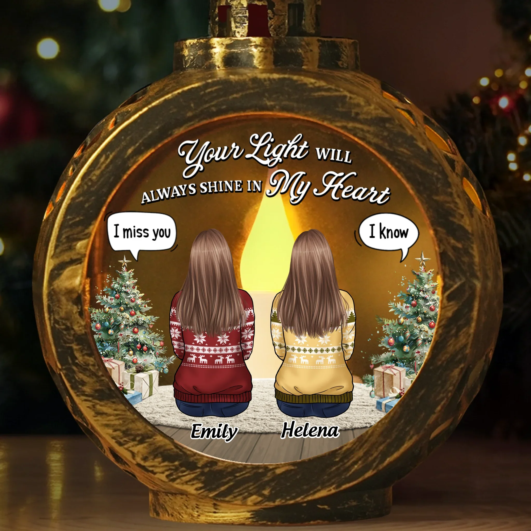 Custom Candlelight Lantern Ornament - Personalized Christmas Memorial Sympathy Gifts For Loss Of Mom, Dad - Together In Spirit, Forever In Love - Image 2