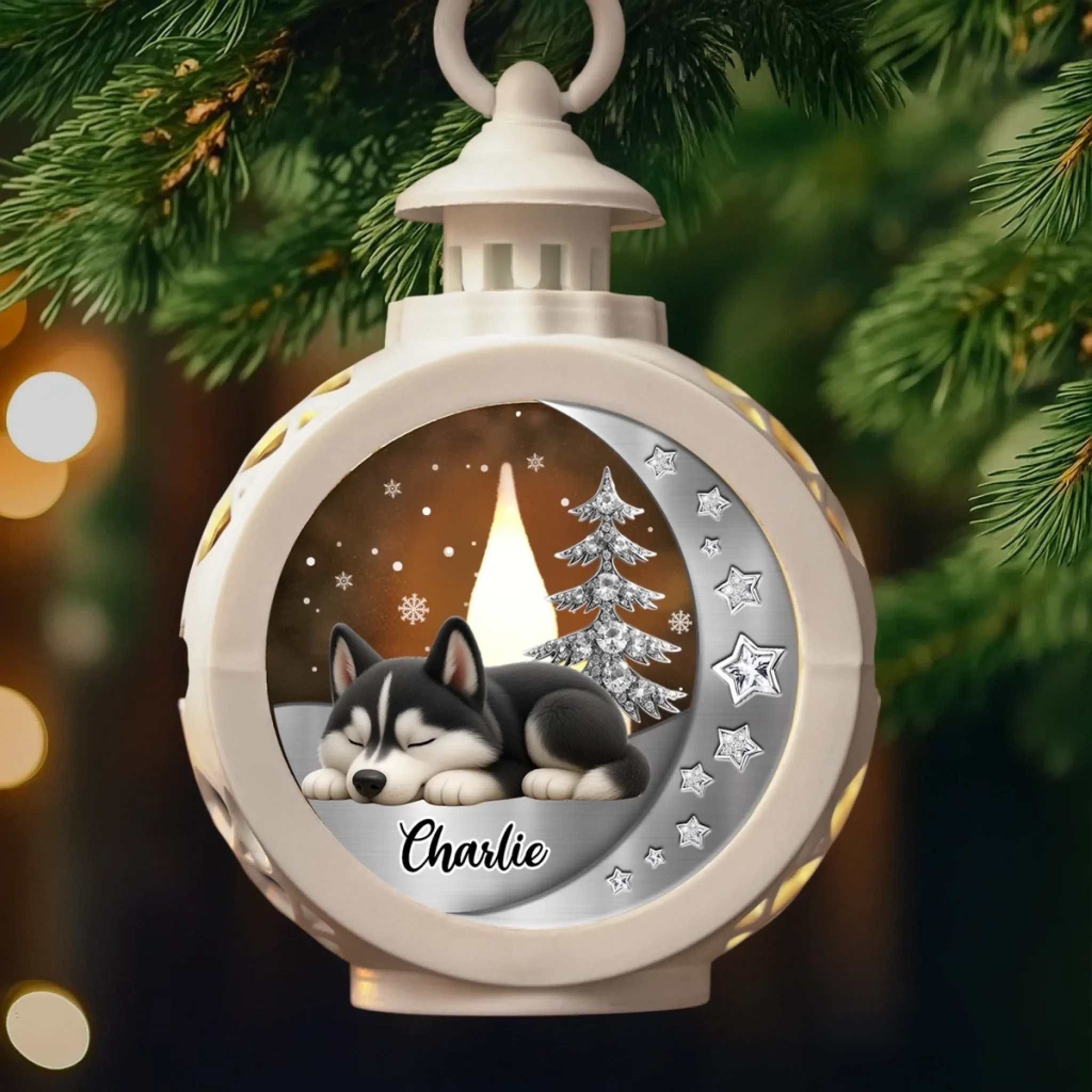 Custom Candlelight Lantern Ornament - Personalized Pet Christmas Memorial Sympathy Gifts For Dogs - Always Loved Beyond The Paw Prints - Image 5