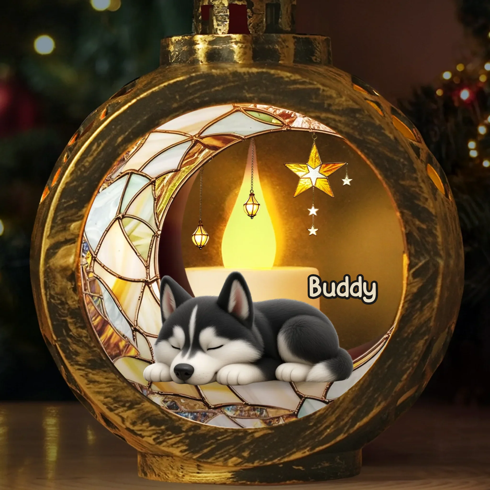 Custom Candlelight Lantern Ornament - Personalized Pet Christmas Memorial Sympathy Gifts For Dogs, Cats - Love Lives In Gentle Whispers - Image 2