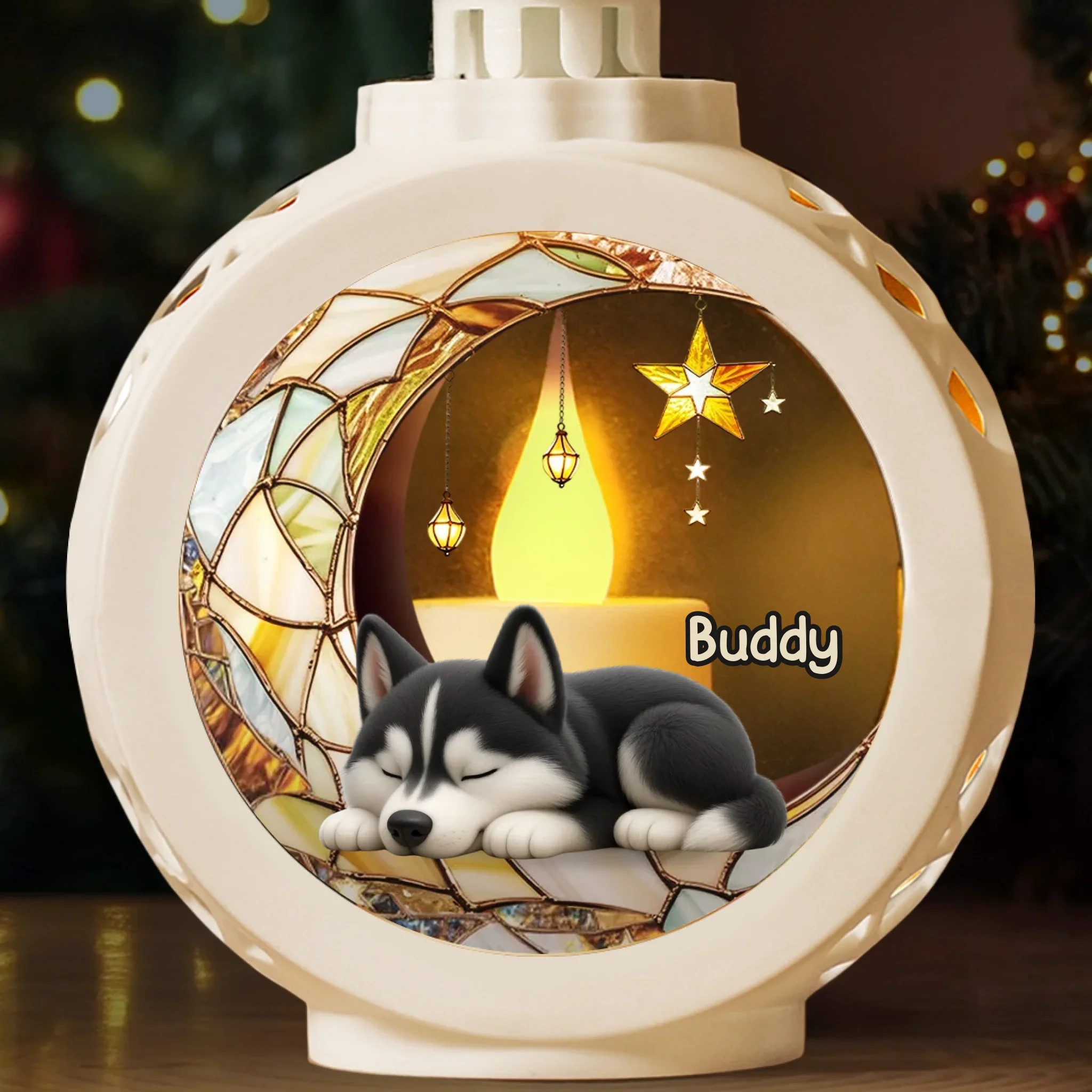 Custom Candlelight Lantern Ornament - Personalized Pet Christmas Memorial Sympathy Gifts For Dogs, Cats - Love Lives In Gentle Whispers - Image 3