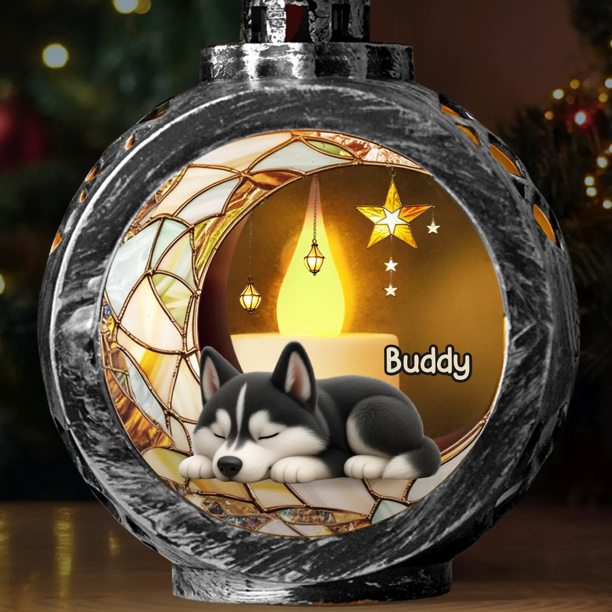 Custom Candlelight Lantern Ornament - Personalized Pet Christmas Memorial Sympathy Gifts For Dogs, Cats - Love Lives In Gentle Whispers - Image 4