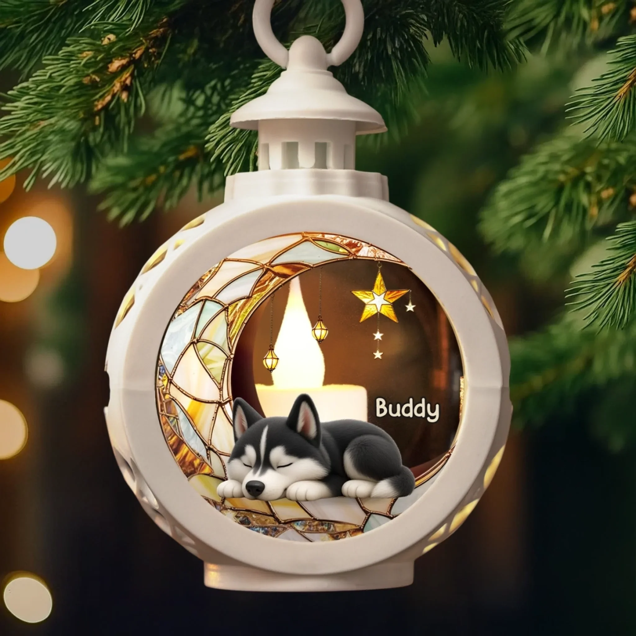 Custom Candlelight Lantern Ornament - Personalized Pet Christmas Memorial Sympathy Gifts For Dogs, Cats - Love Lives In Gentle Whispers - Image 5