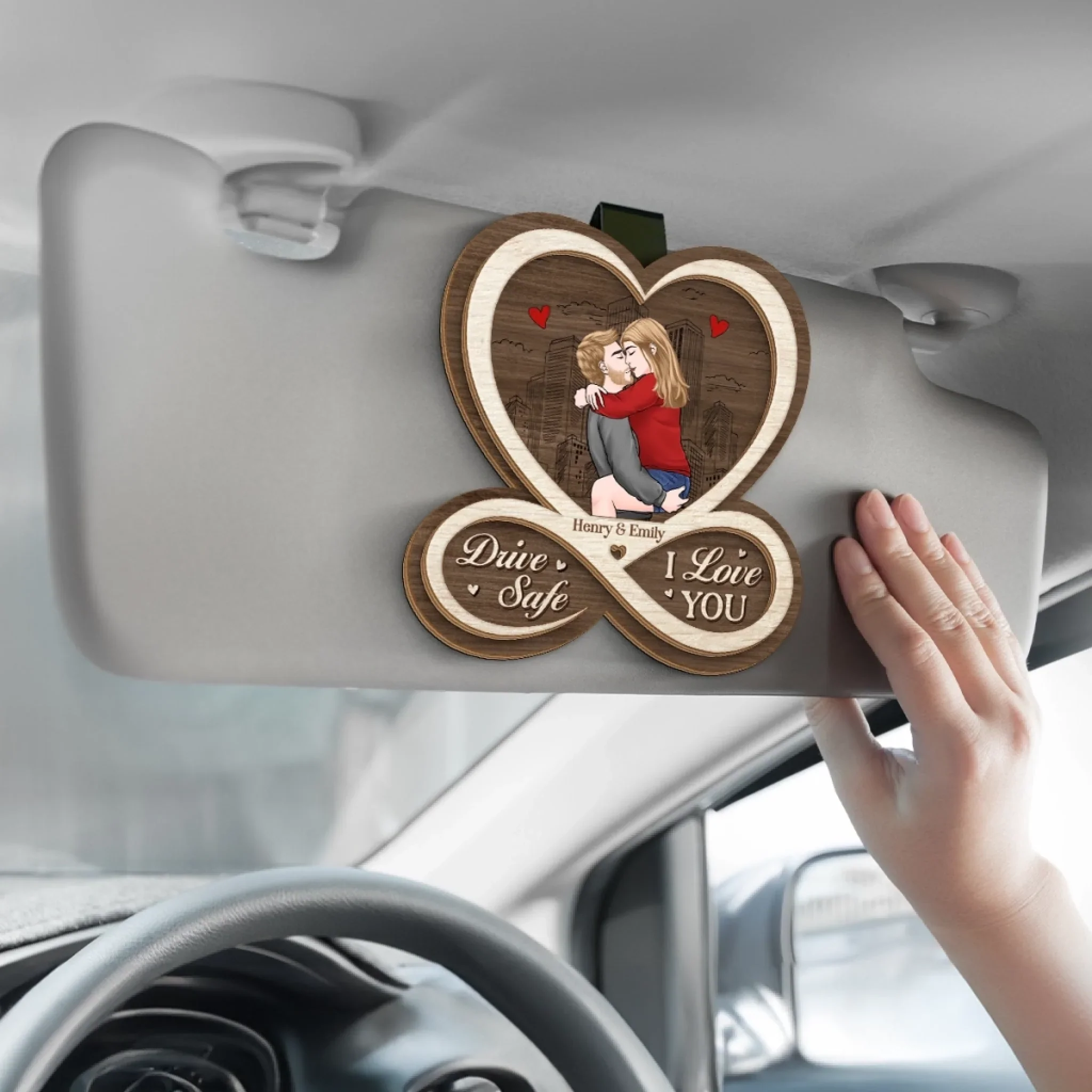 Custom Car Visor Clip - Personalized Anniversary Wedding Gifts For Husband And Wife, Him And Her - Holding On To Us - Image 4